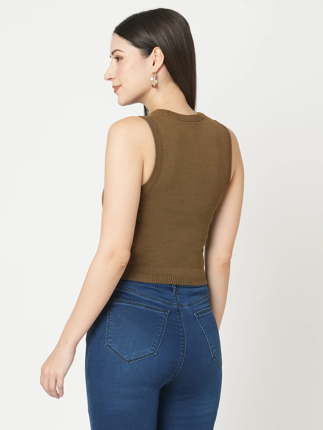 Women Sepia Flat Knit Top - Image 3