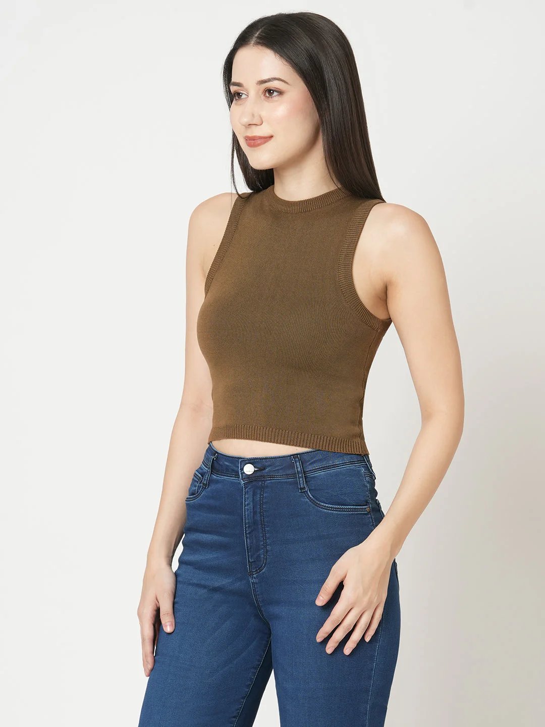 Women Sepia Flat Knit Top - Image 5