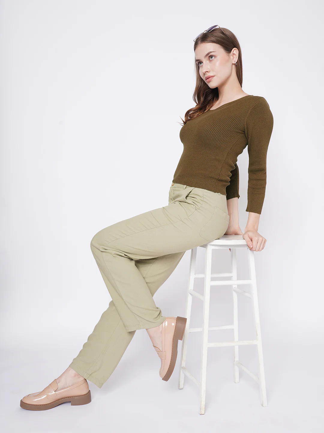 Women Sepia Flat Knit