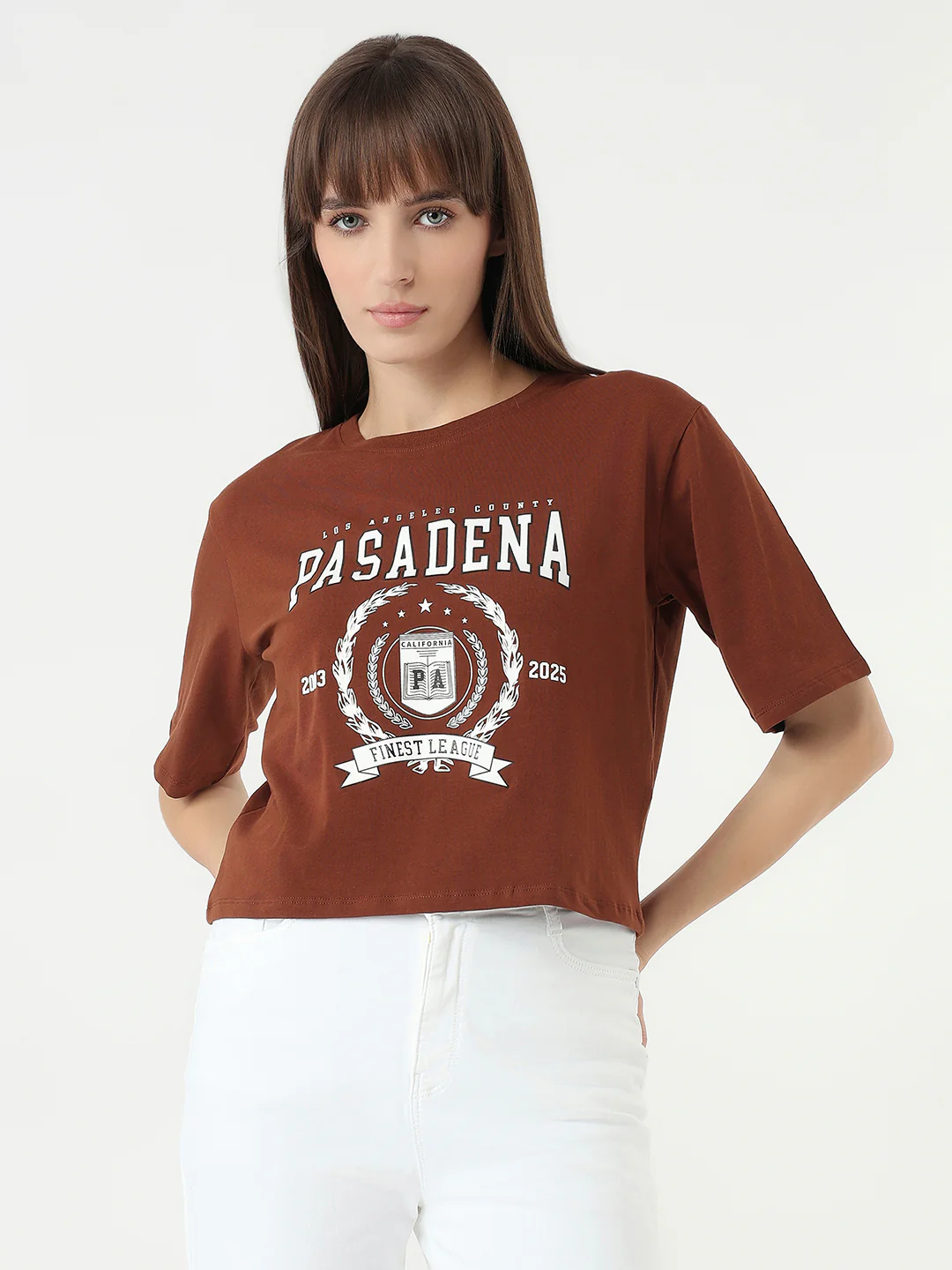 Women Sepia Graphic Crop Tees - Image 2