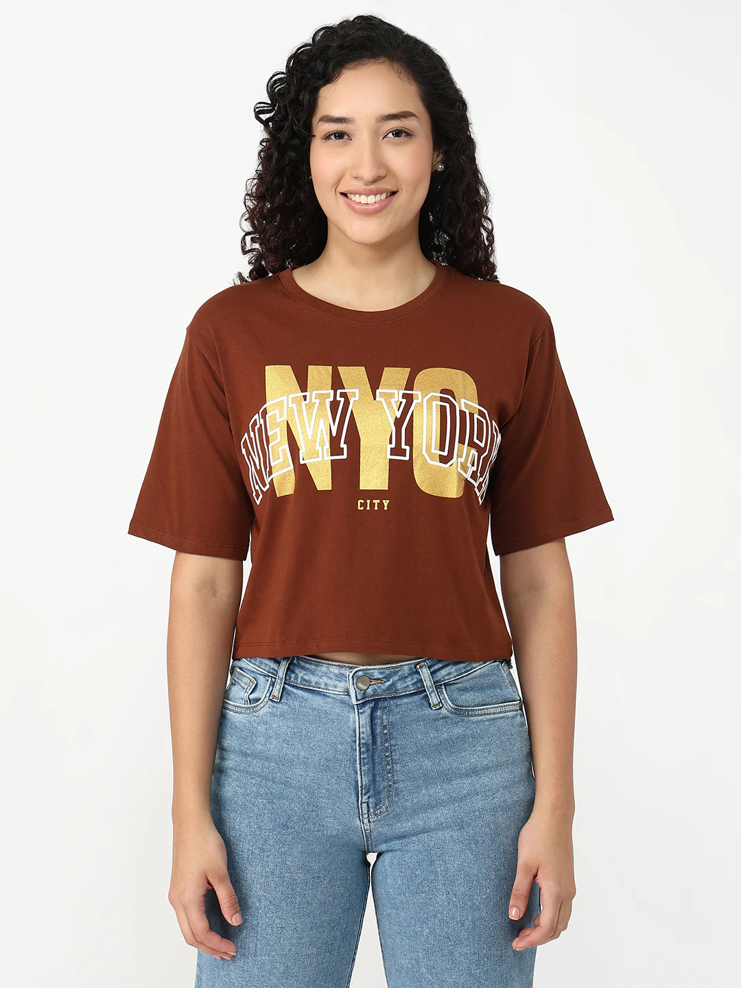 Women Sepia Graphic Crop Tees - Image 2