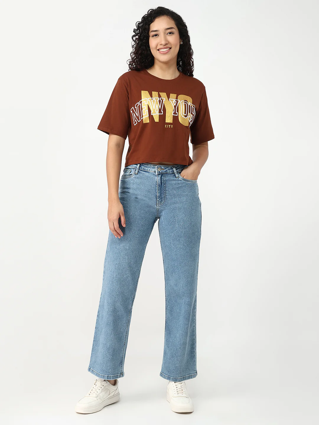 Women Sepia Graphic Crop Tees - Image 4