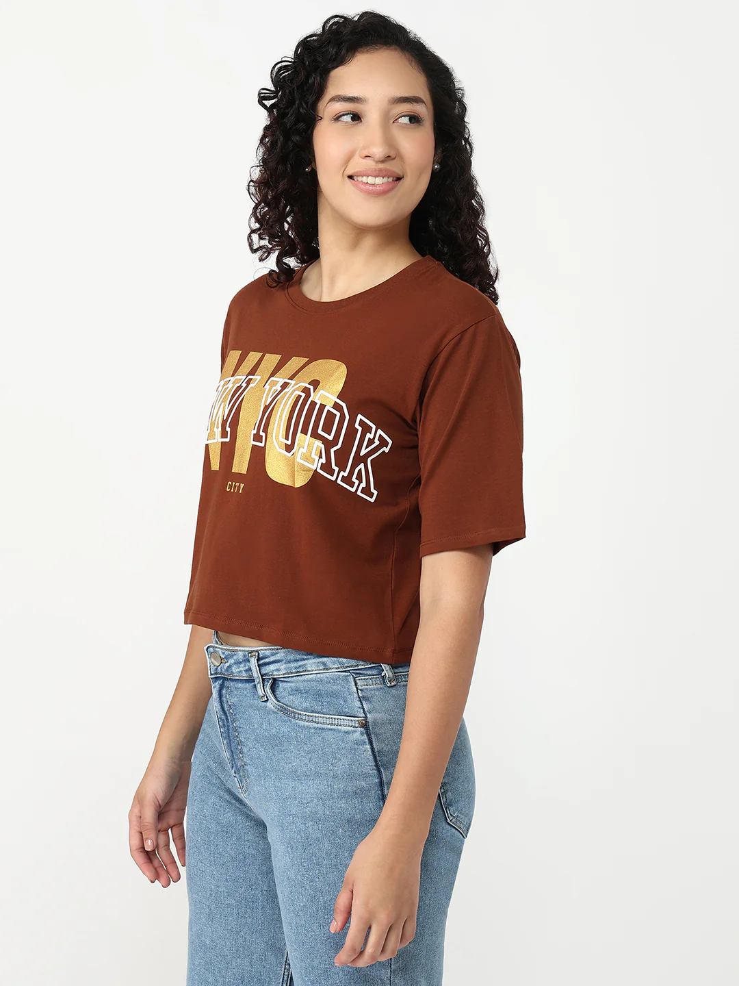 Women Sepia Graphic Crop Tees - Image 5