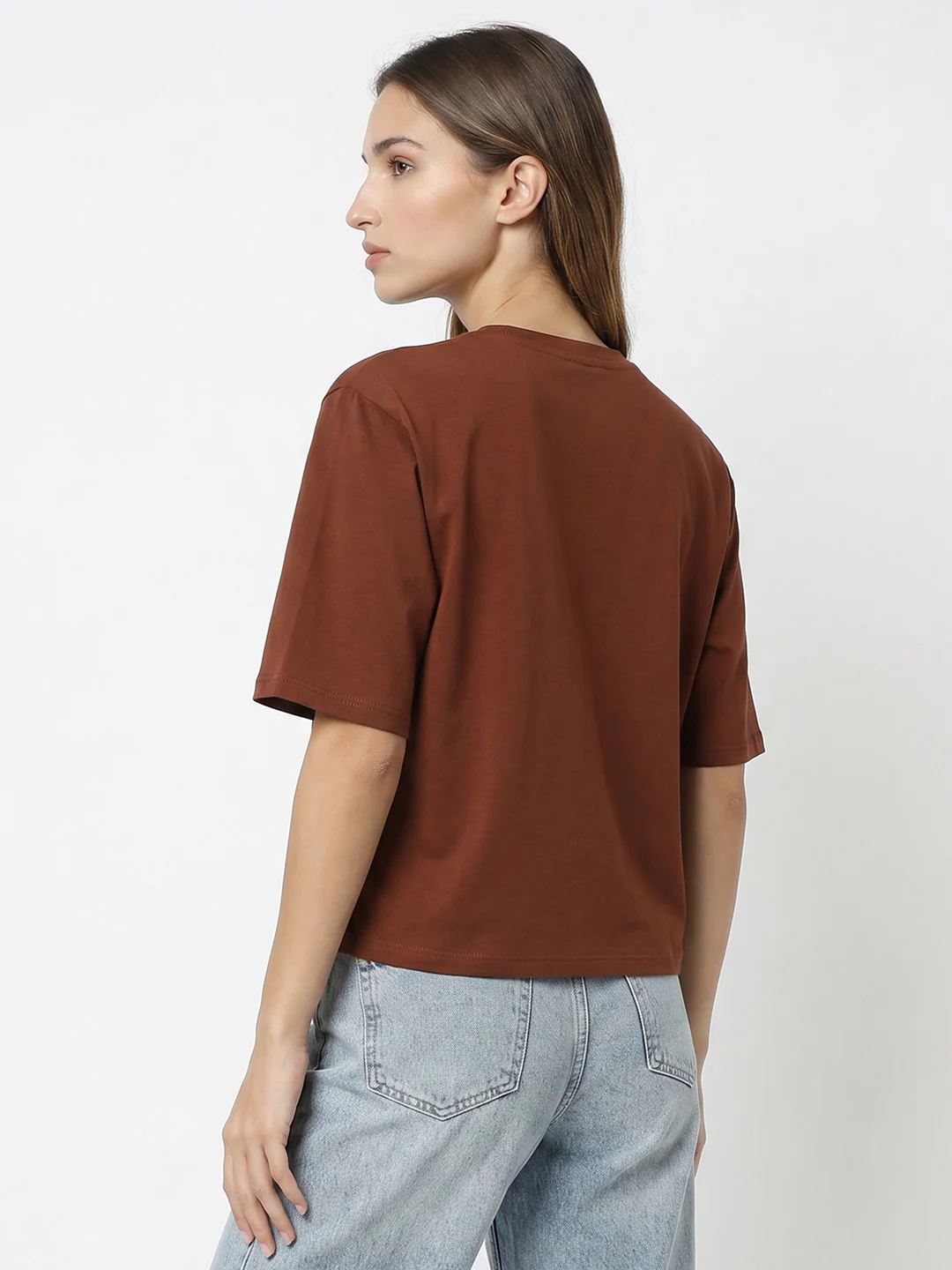 Women Sepia Graphic Print Crop Tees - Image 3