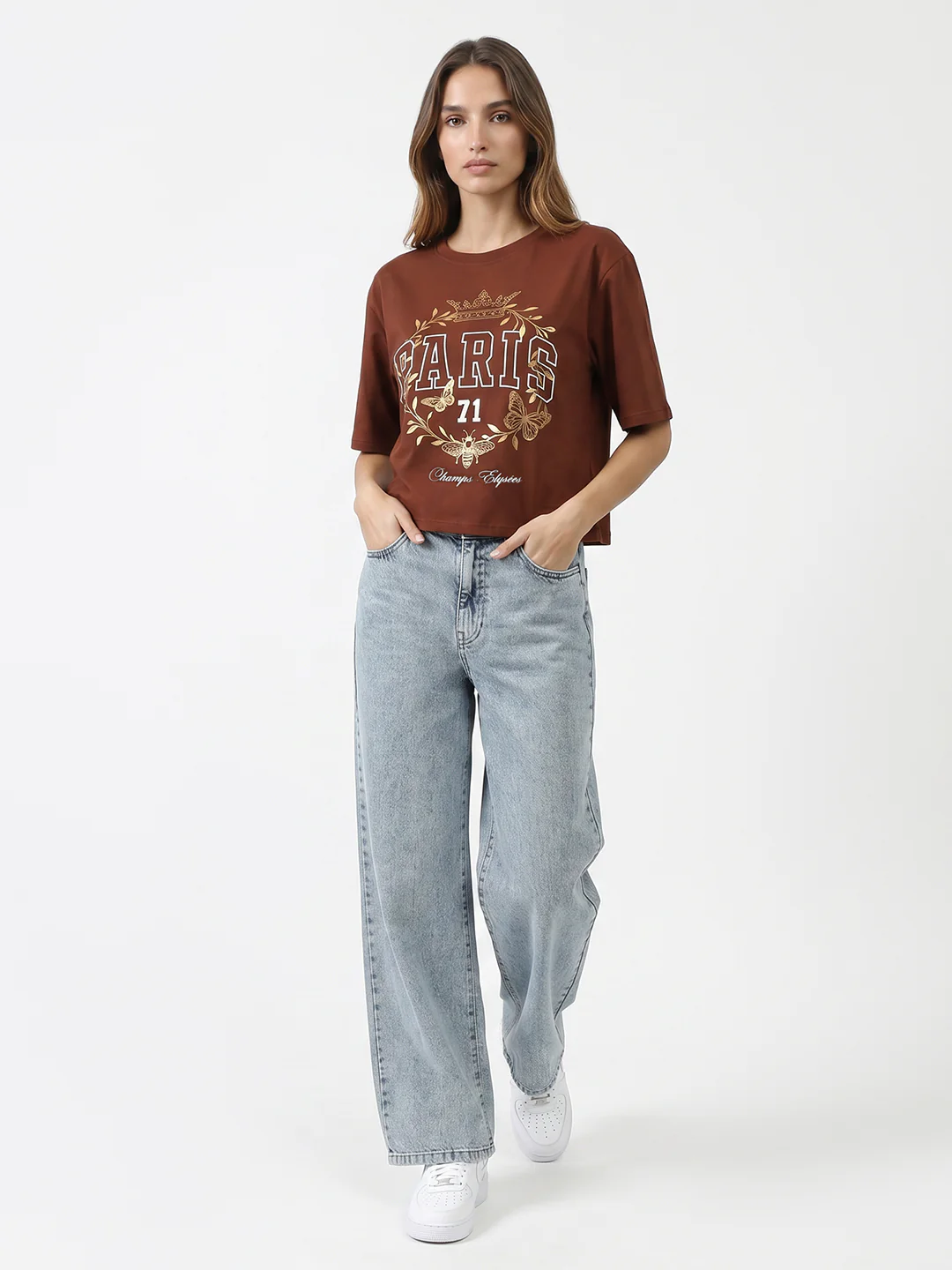 Women Sepia Graphic Print Crop Tees - Image 4