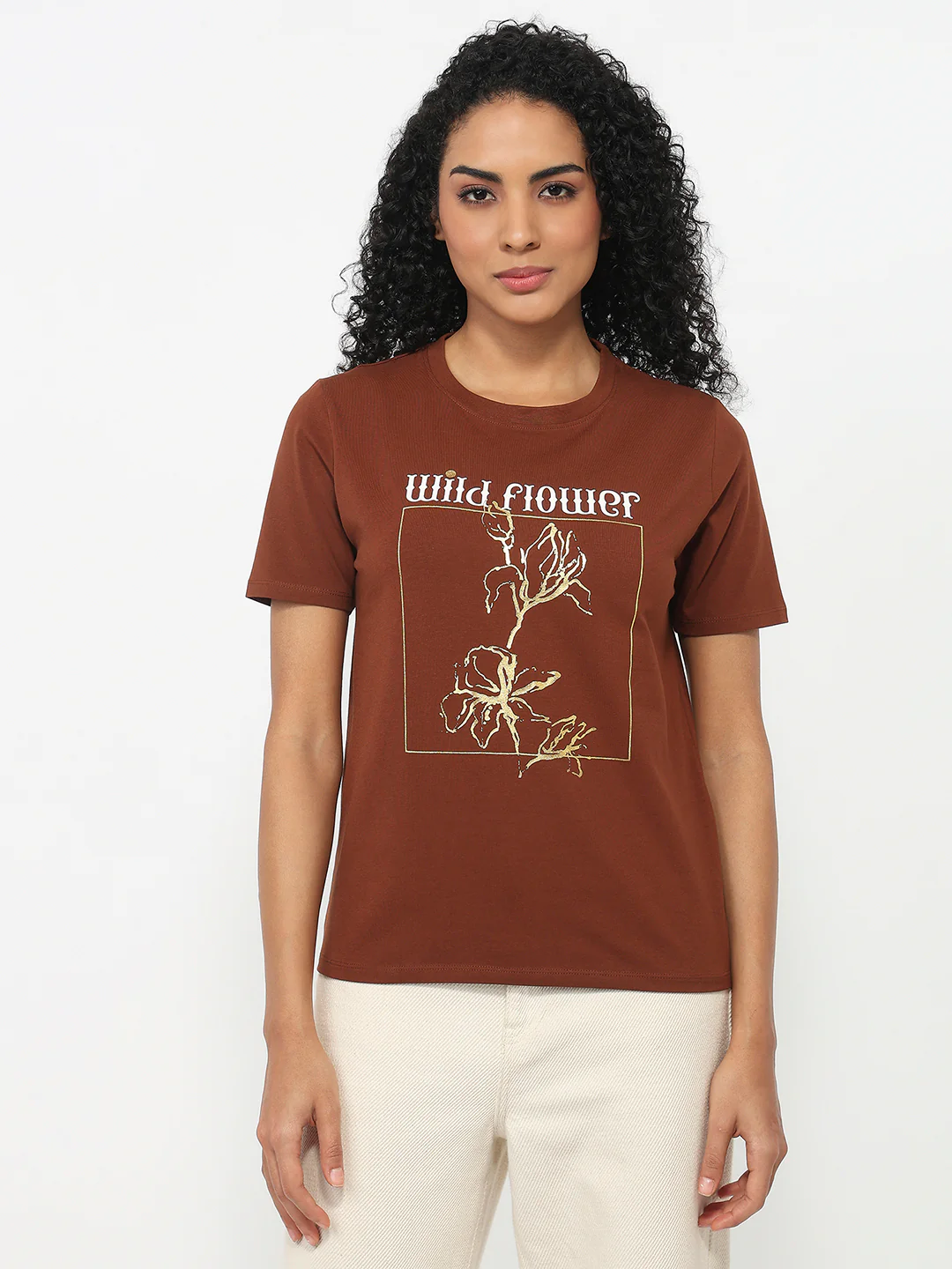 Women Sepia Graphic T-Shirt - Image 2