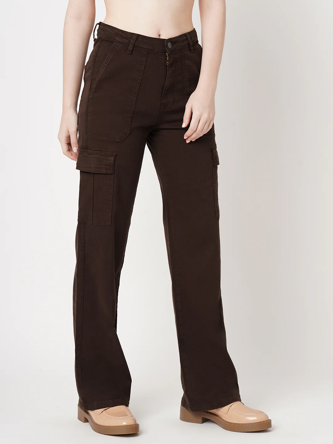 Women Sepia High-Rise Cargo - Image 5