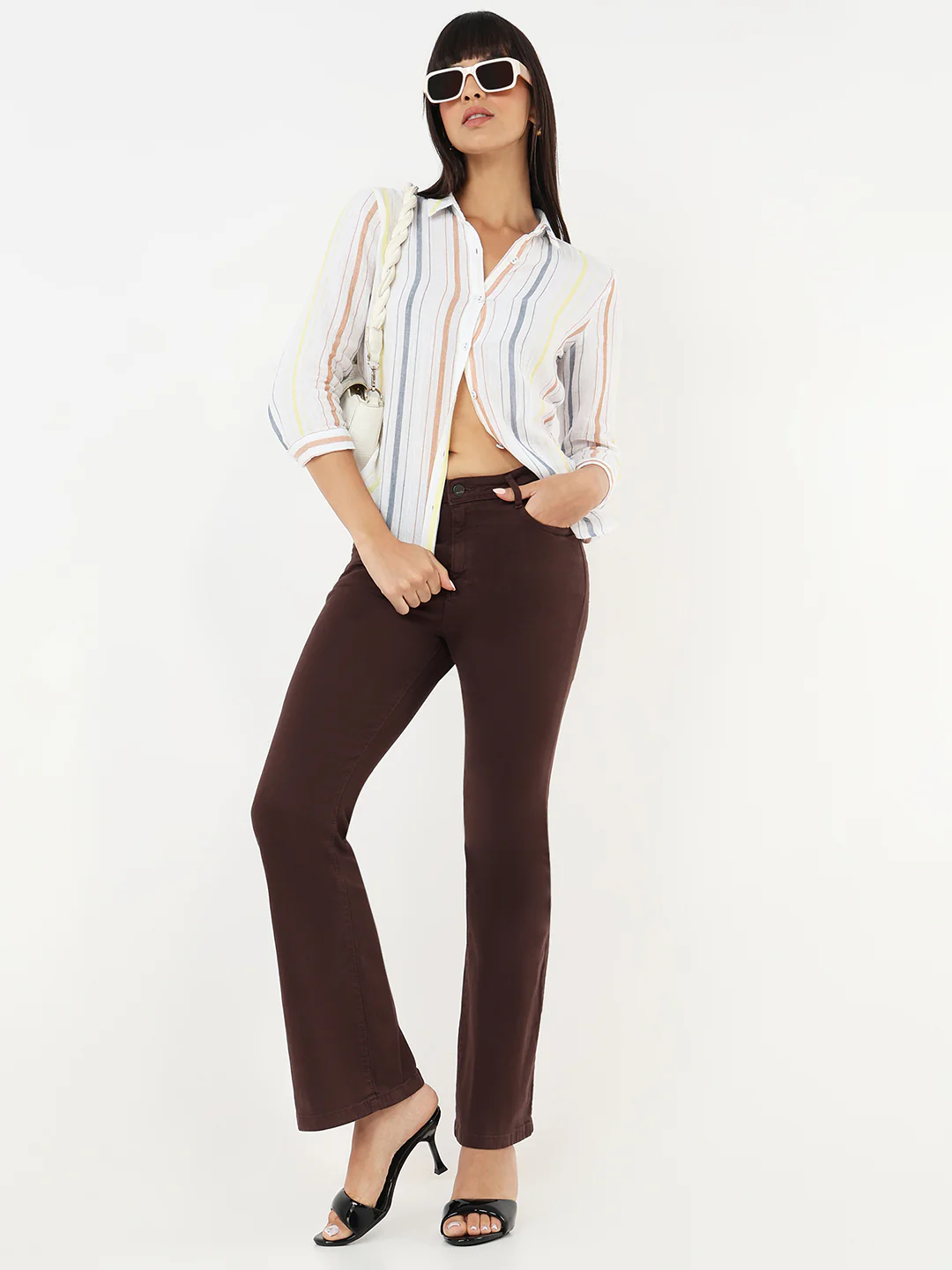 Women Sepia High-Rise Flare Jeans