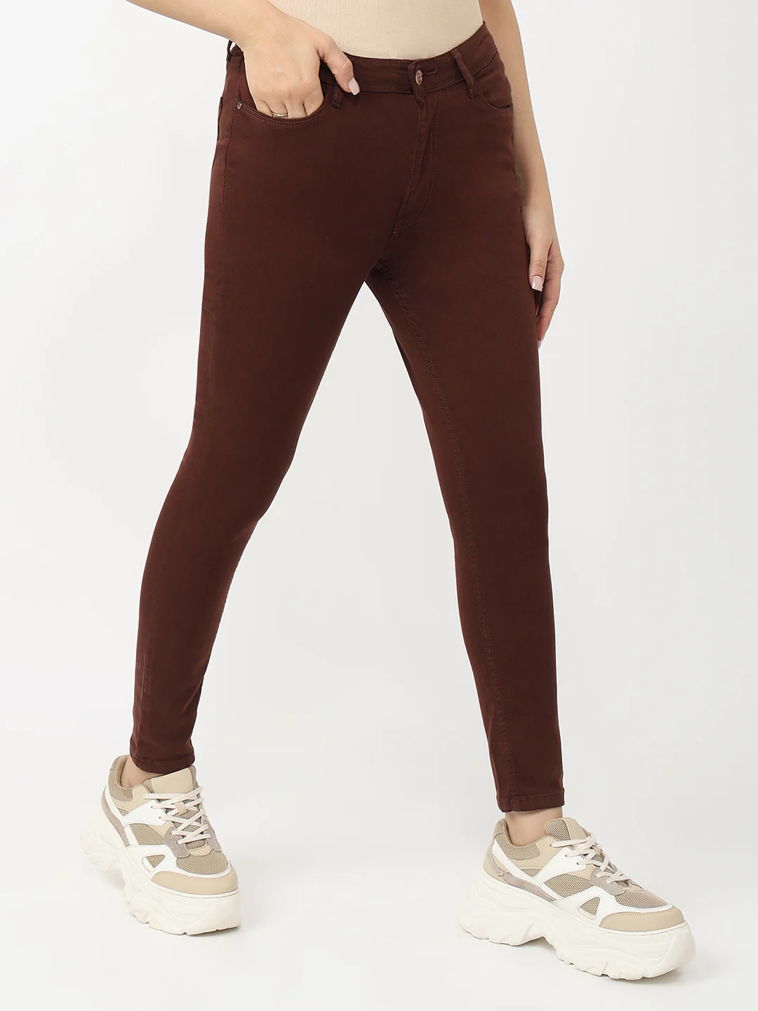 Women Sepia High-Rise Skinny Jeans - Image 5