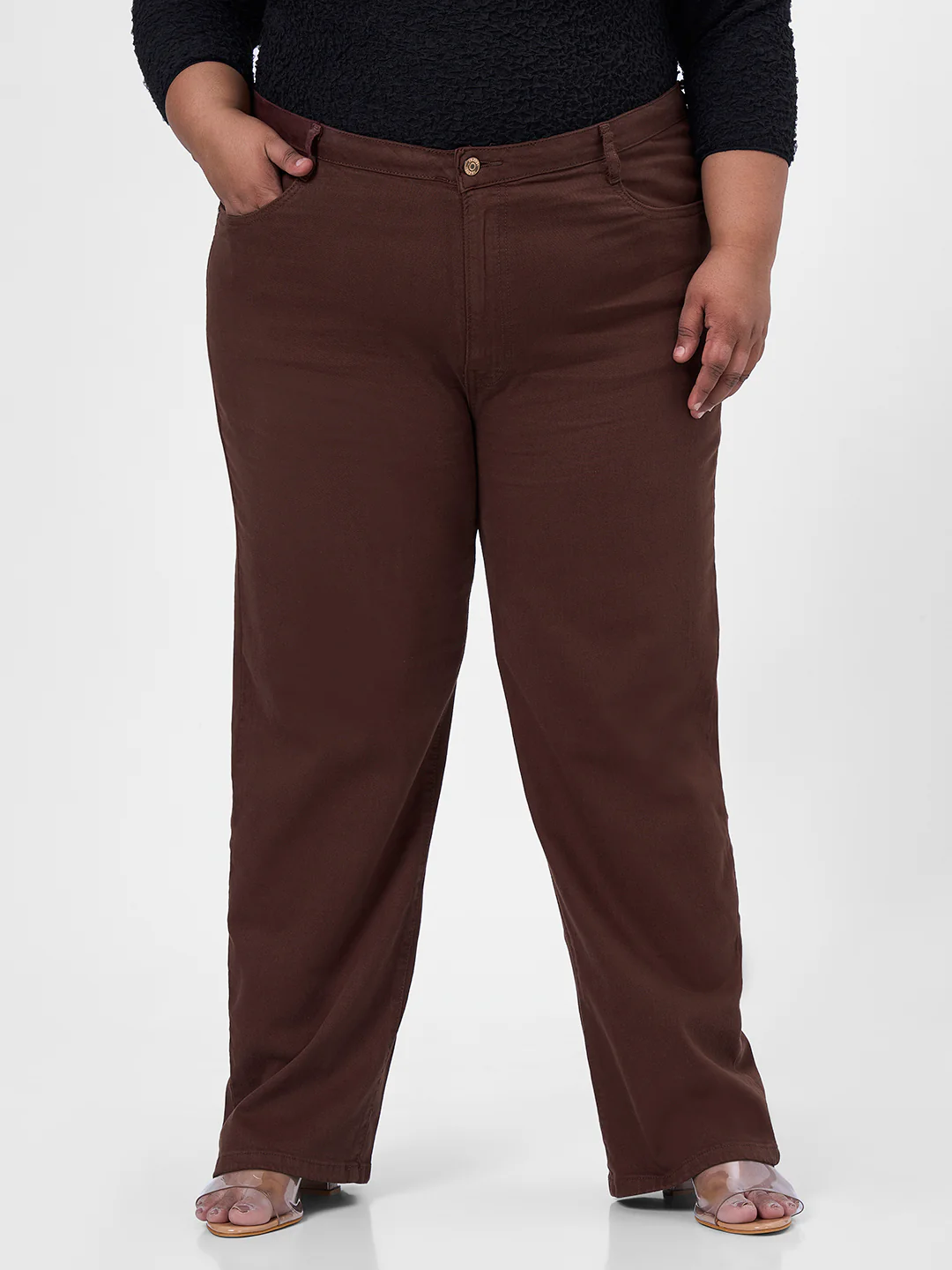 Kraus Kurve Women Sepia High-Rise Slim Straight Fit Jeans - Image 2