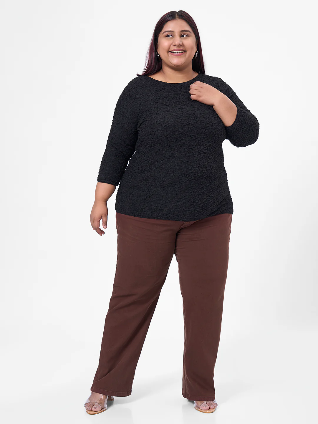 Kraus Kurve Women Sepia High-Rise Slim Straight Fit Jeans - Image 3