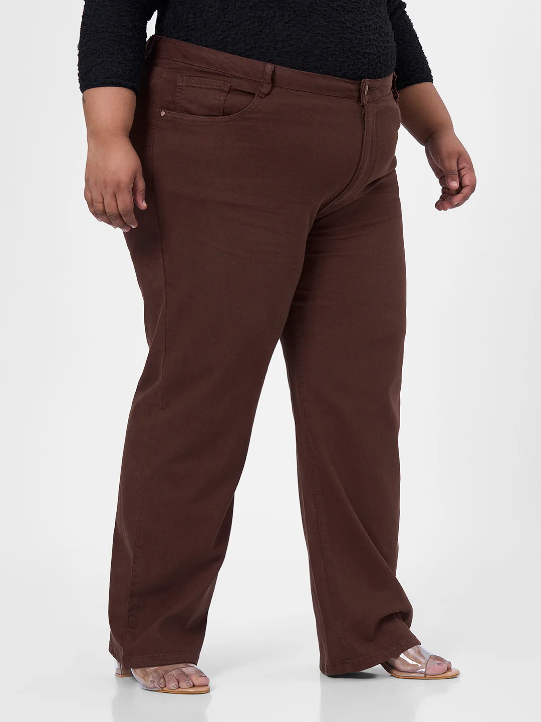 Kraus Kurve Women Sepia High-Rise Slim Straight Fit Jeans - Image 4
