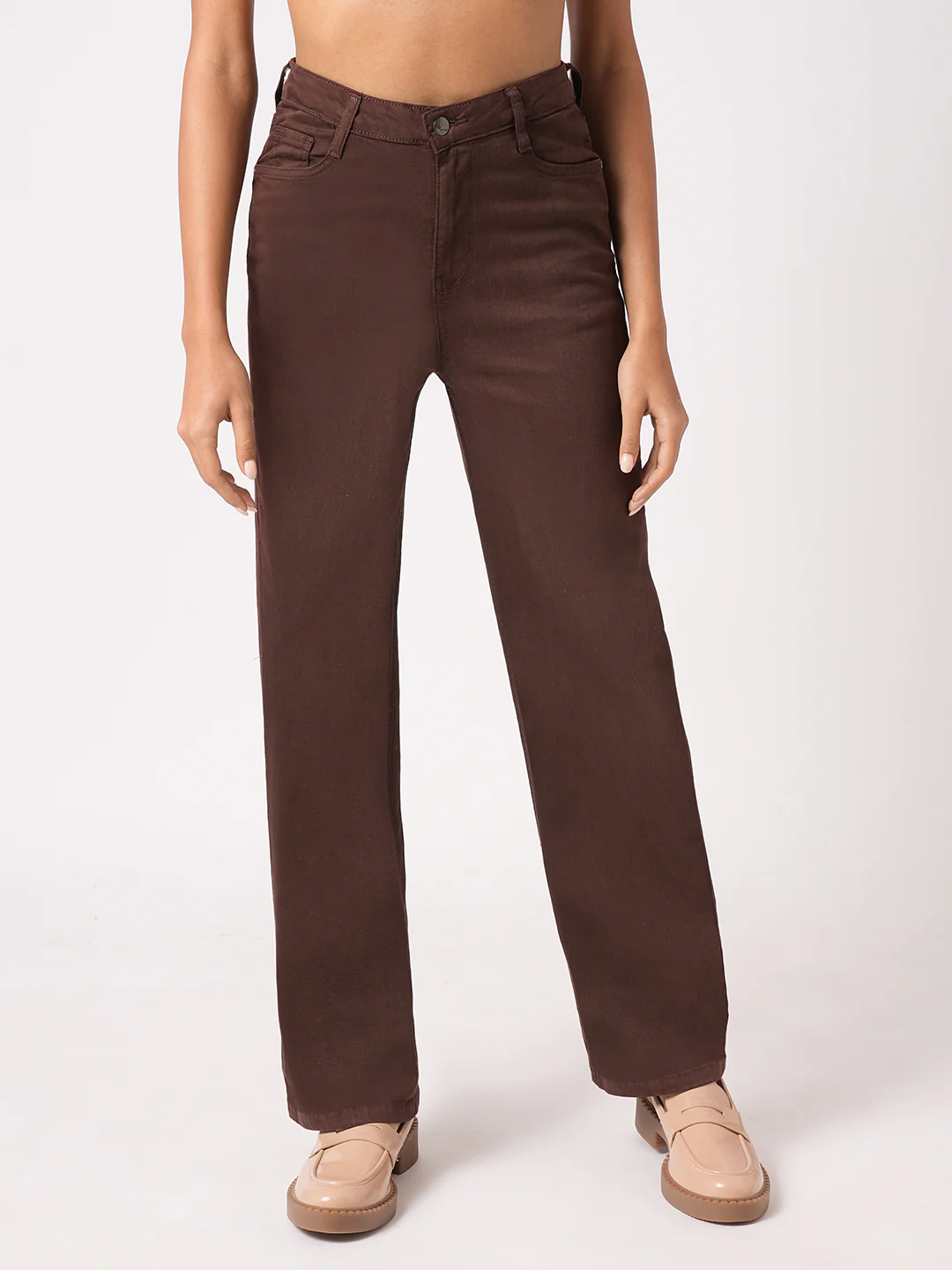 Women Sepia High-Rise Straight Fit Jeans - Image 2