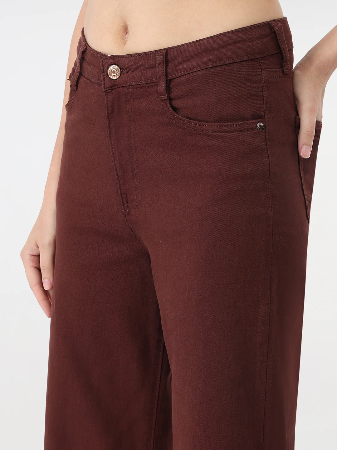 Women Sepia High-Rise Crop Wide Leg Jeans - Image 4