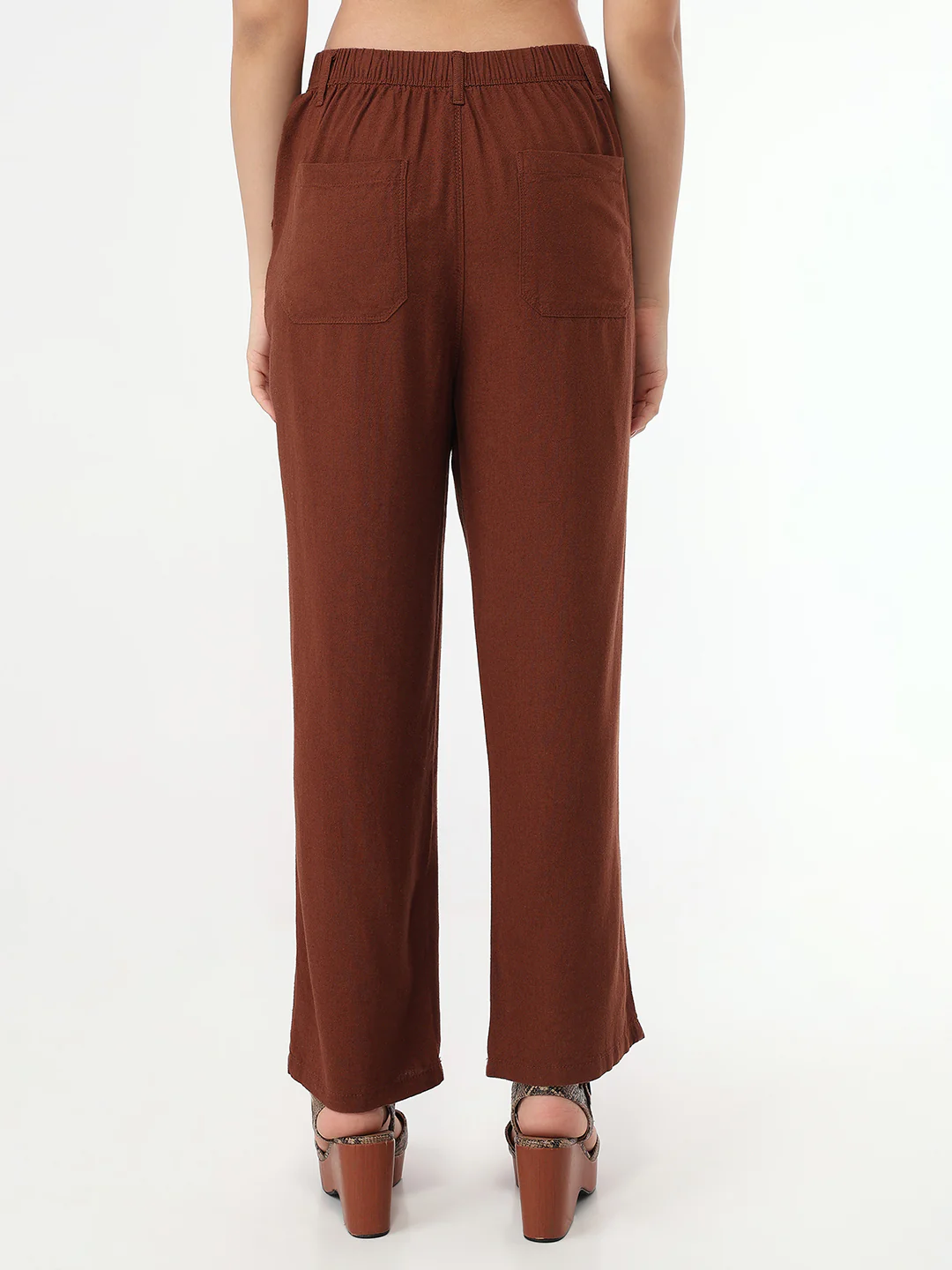 Women Sepia Loose Straight Fit Pants - Image 3