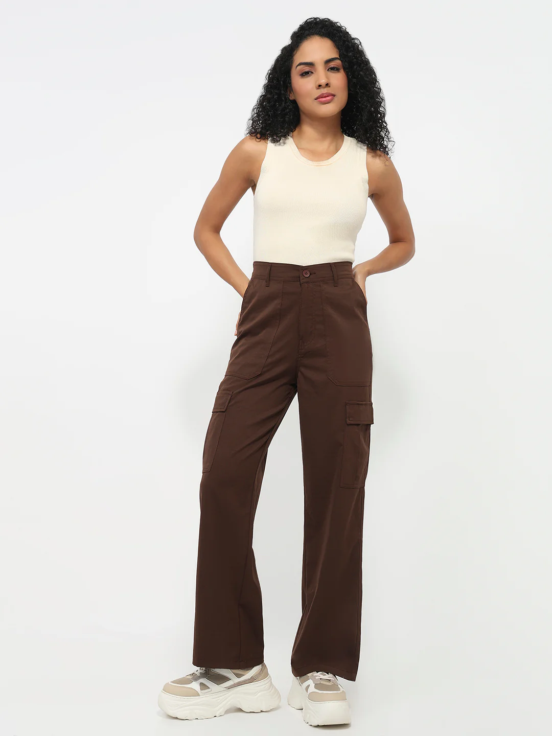 Women Sepia Mid-Rise Cargo - Image 4