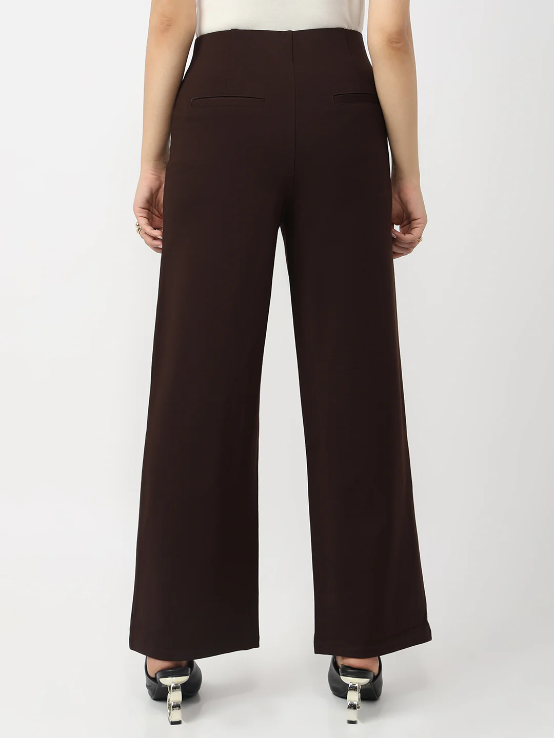 Women Sepia Mid-Rise Wide Leg Treggings - Image 3