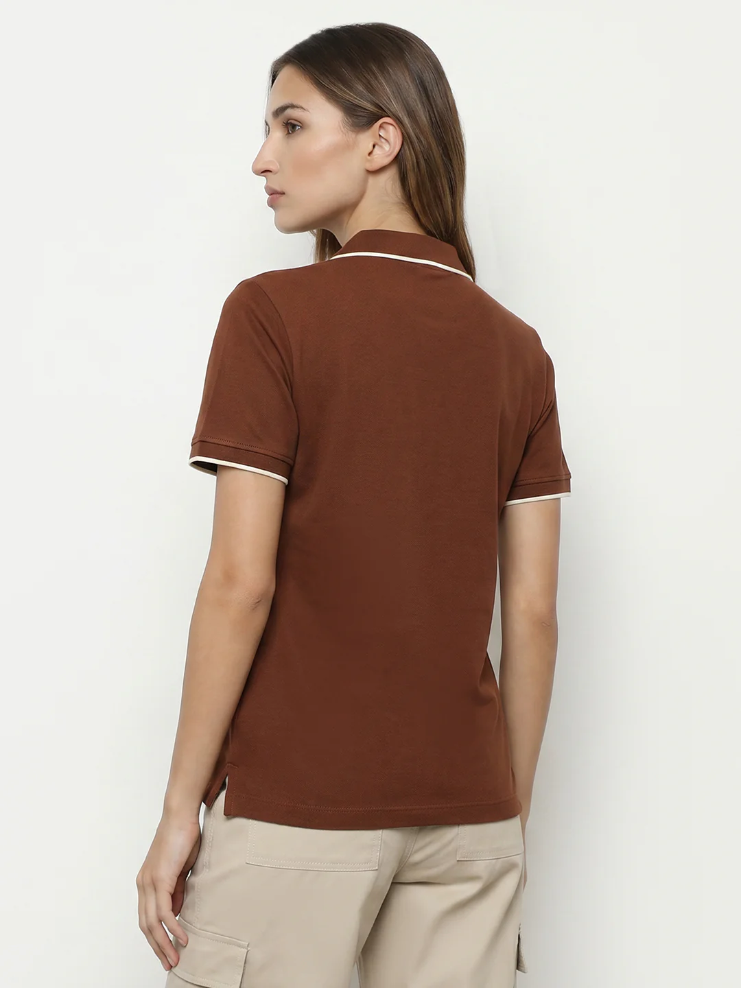 Women Sepia Polo T-Shirt - Image 3
