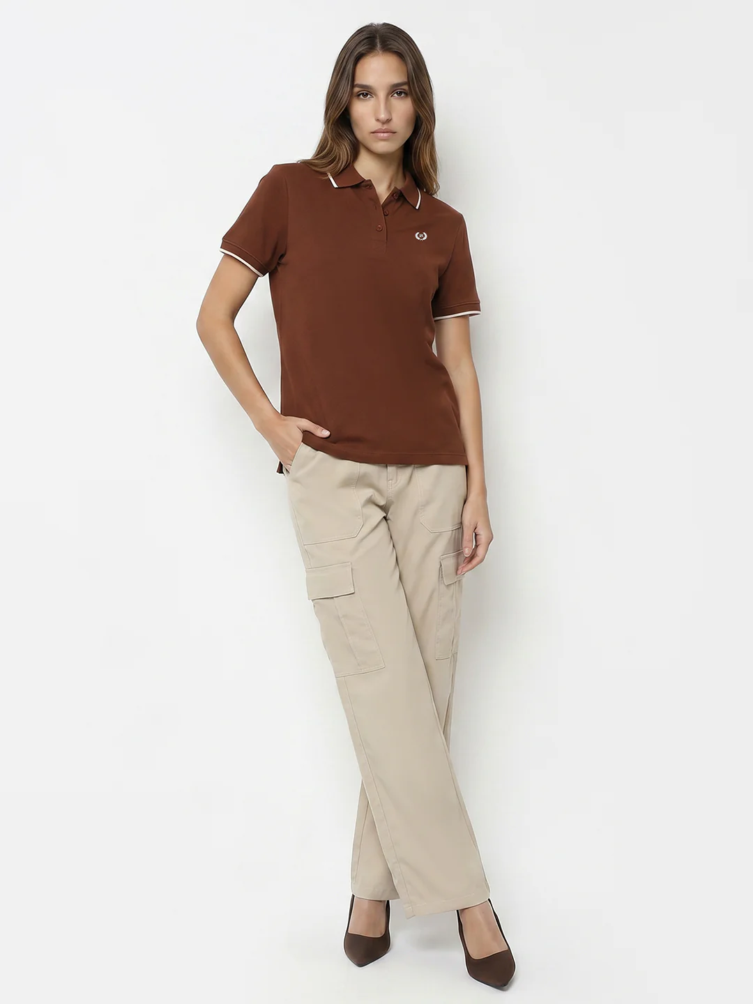 Women Sepia Polo T-Shirt - Image 4