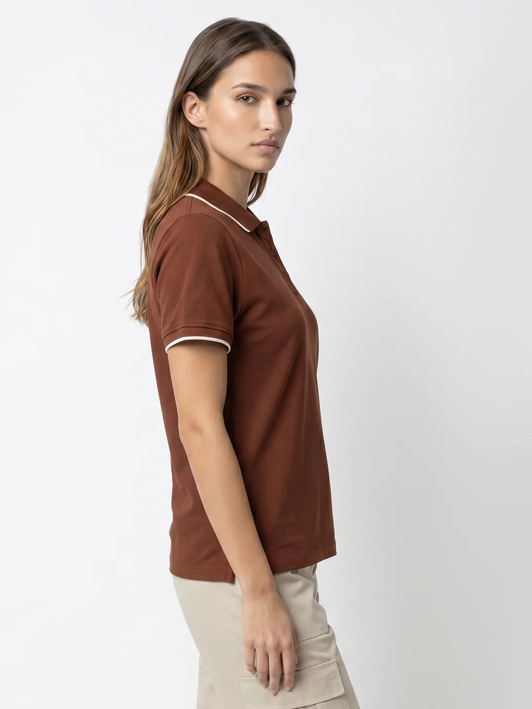 Women Sepia Polo T-Shirt - Image 5