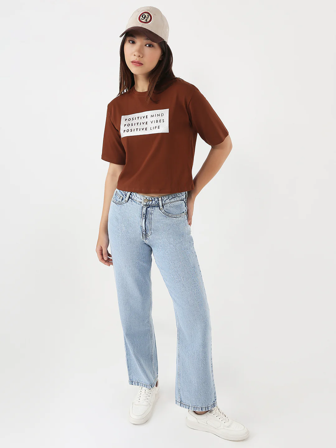 Women Sepia Slim Crop Graphic T-Shirt - Image 2