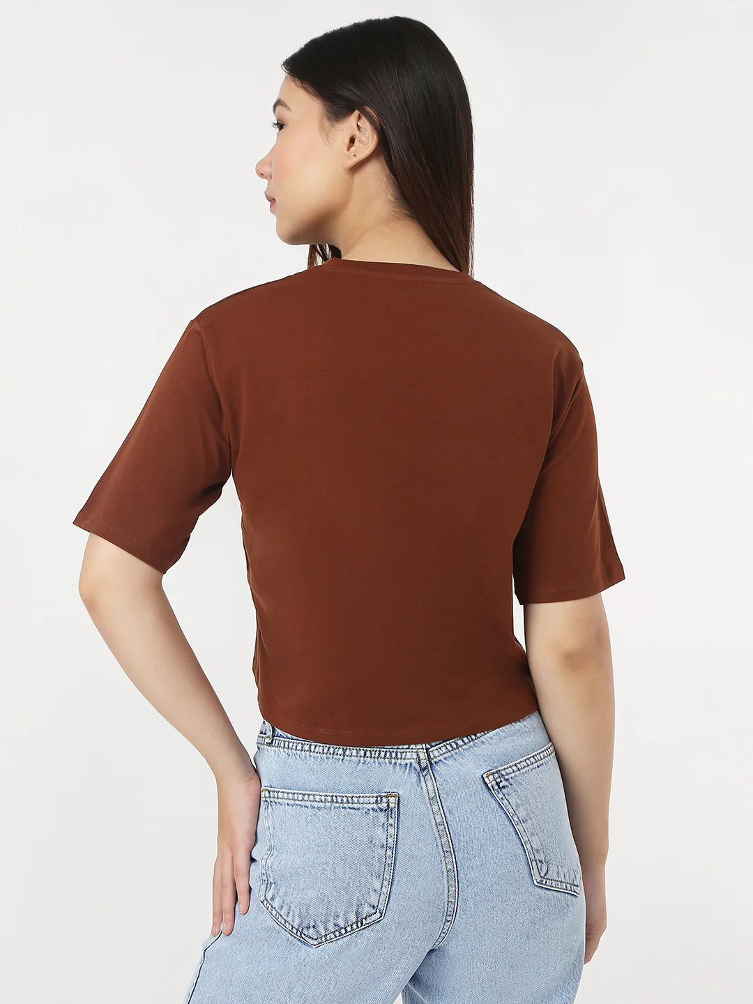 Women Sepia Slim Crop Graphic T-Shirt - Image 3