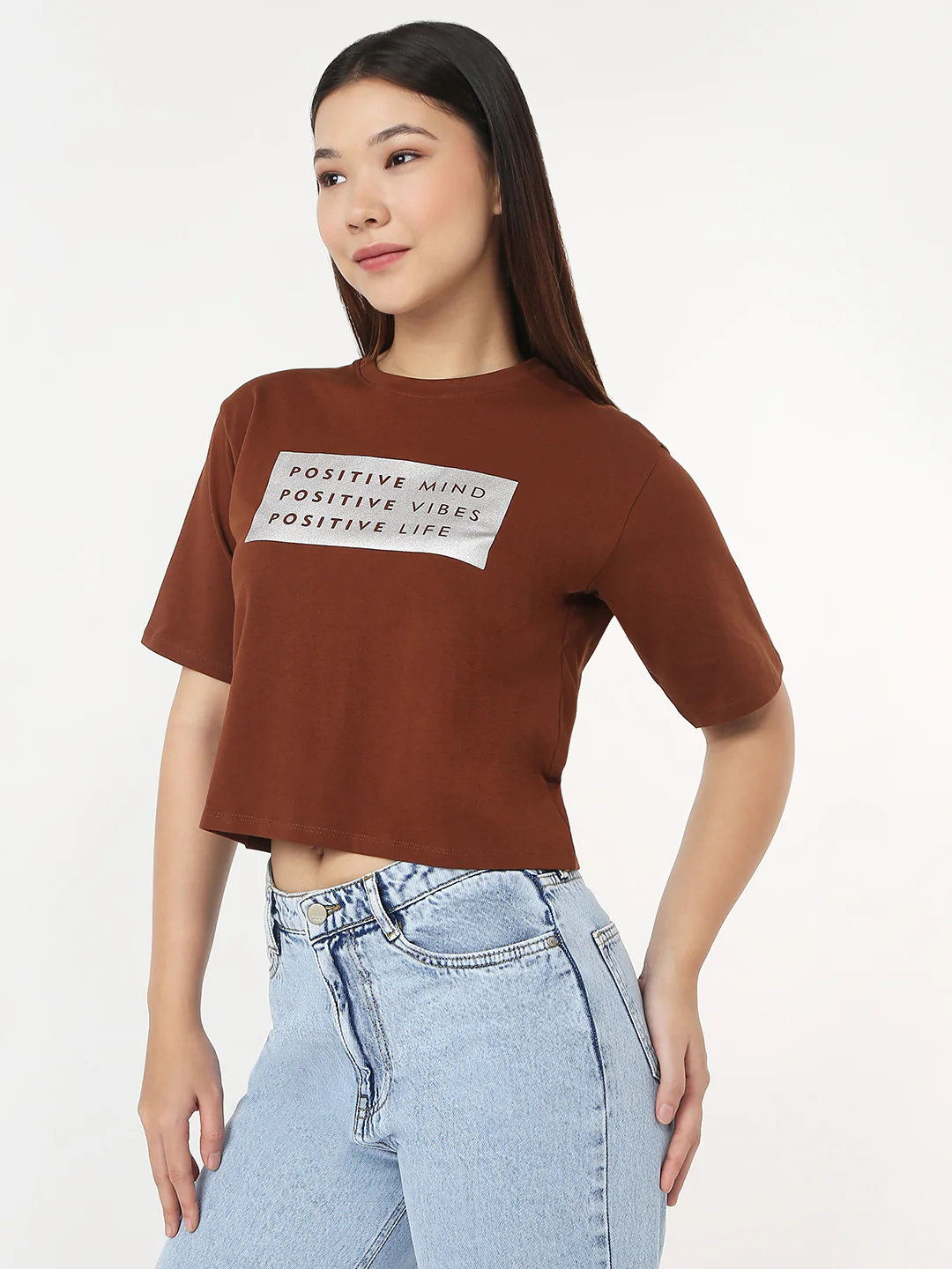 Women Sepia Slim Crop Graphic T-Shirt - Image 4
