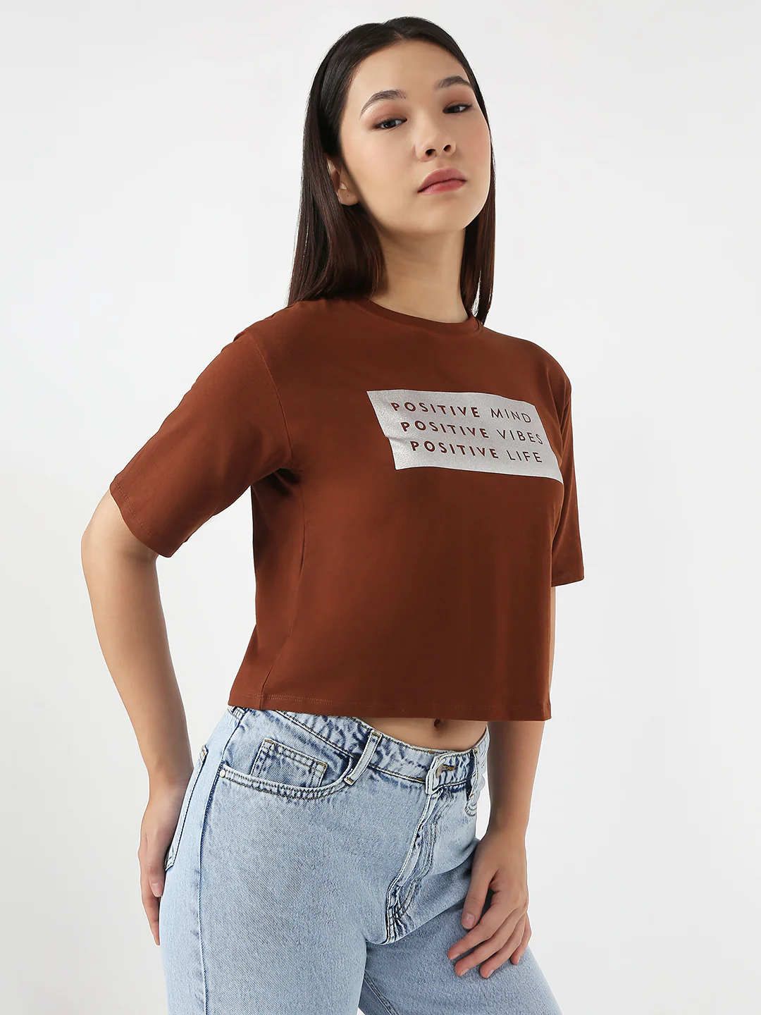 Women Sepia Slim Crop Graphic T-Shirt - Image 5