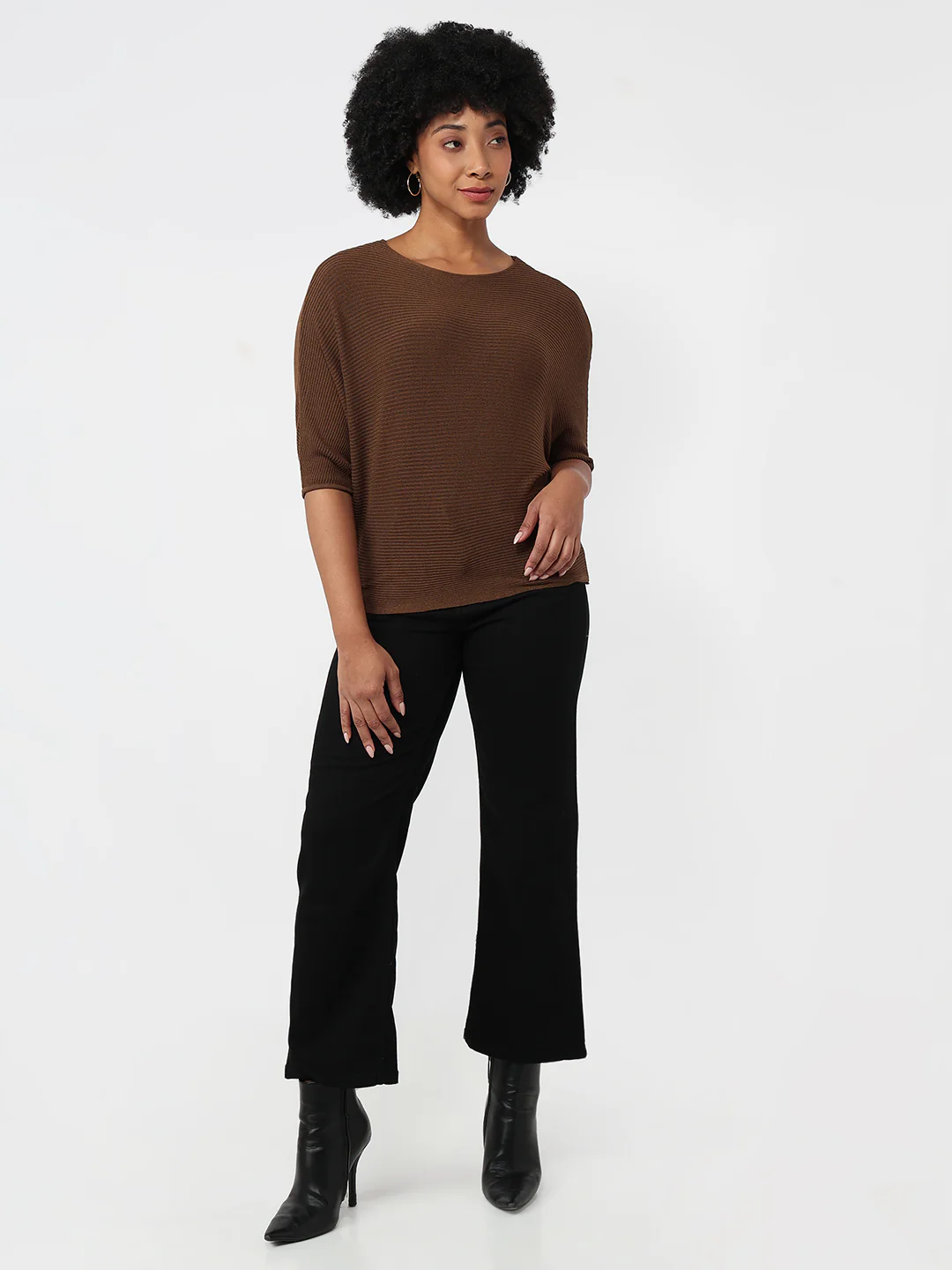 Women Sepia Slim Fit Batsleeve Top - Image 4