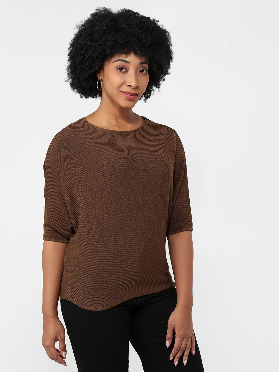 Women Sepia Slim Fit Batsleeve Top - Image 5