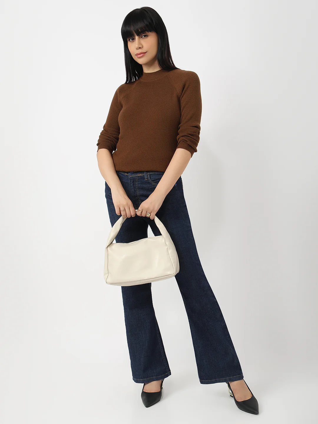 Women Sepia Slim Fit Sweater