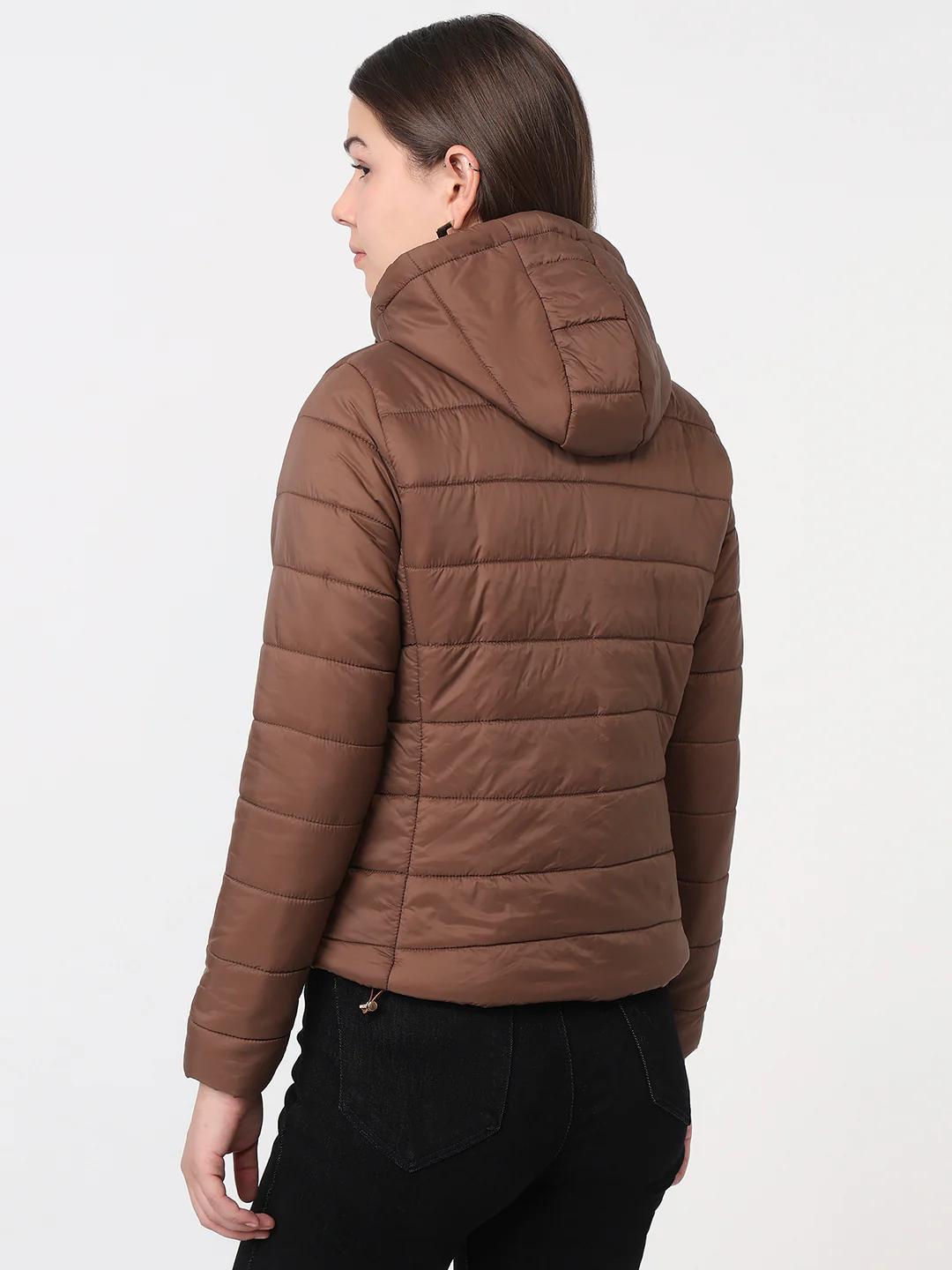 Women Sepia Slim Fit Winter Jacket - Image 3