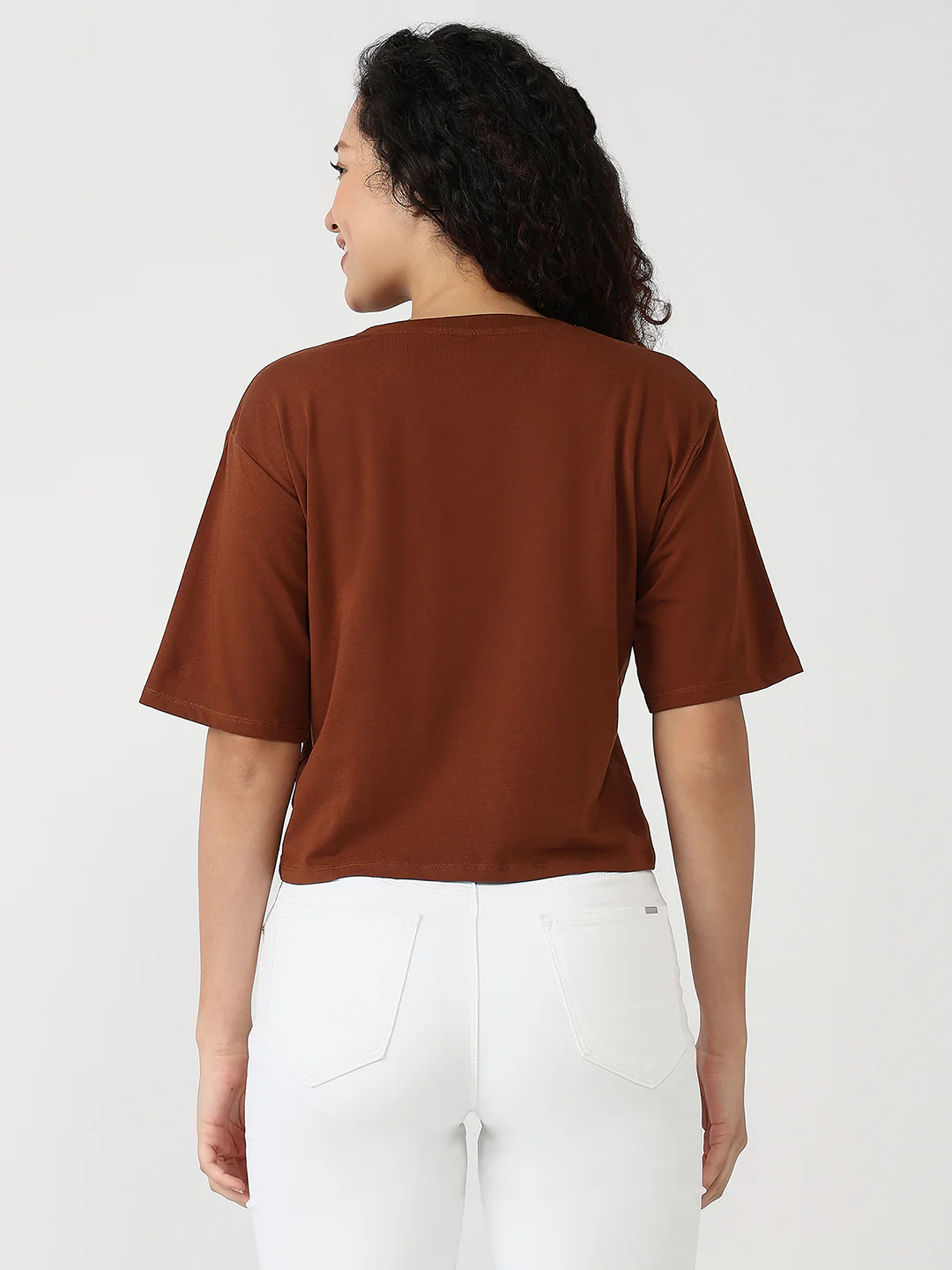 Women Sepia Slim Graphic Crop Tees - Image 3