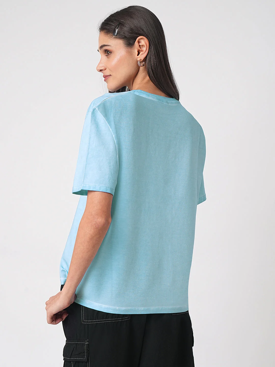 Women Sky Cold Dye Boxy Graphic Tees - Image 3