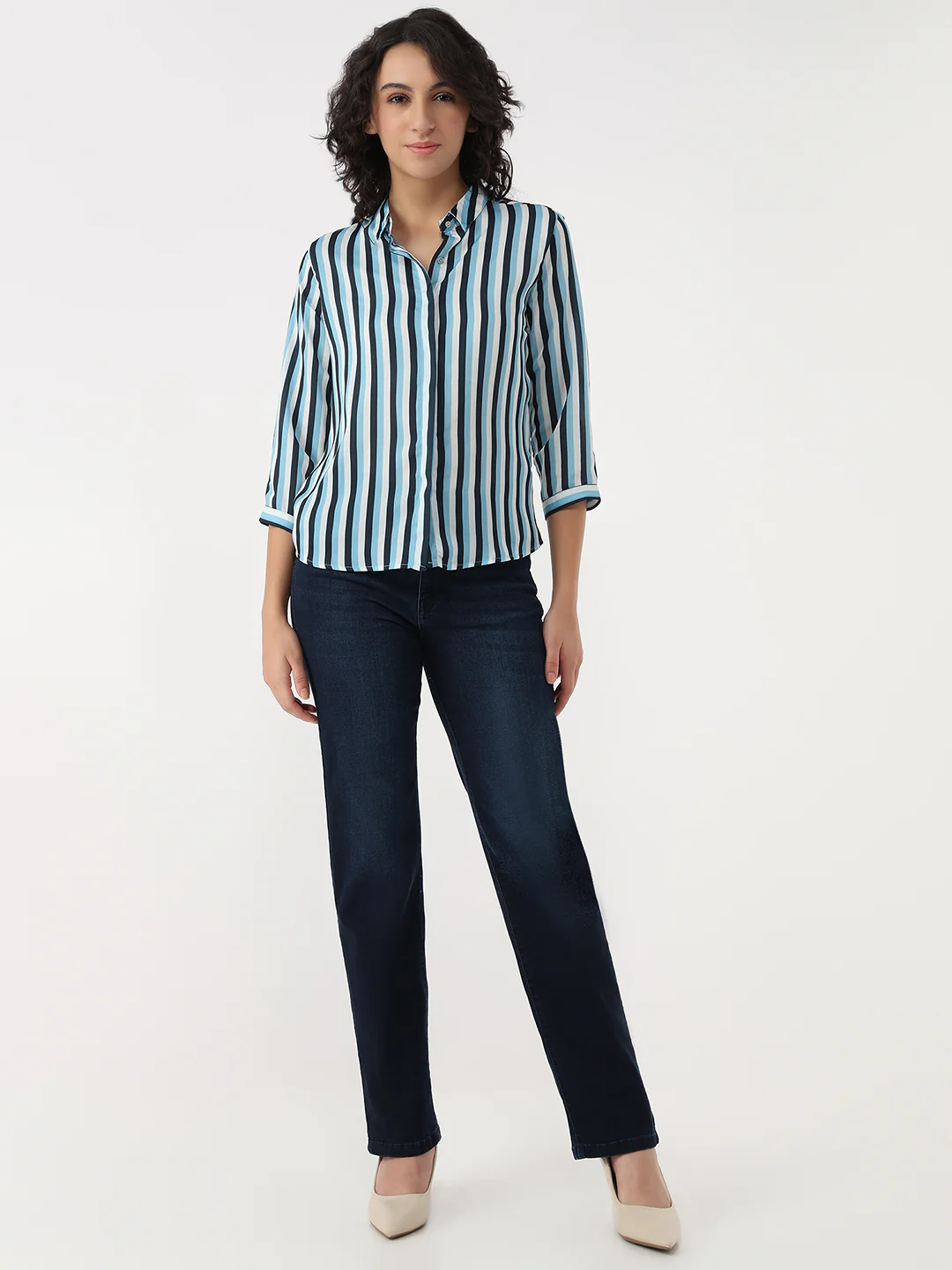 Women Sky/Navy Stripe Shirt