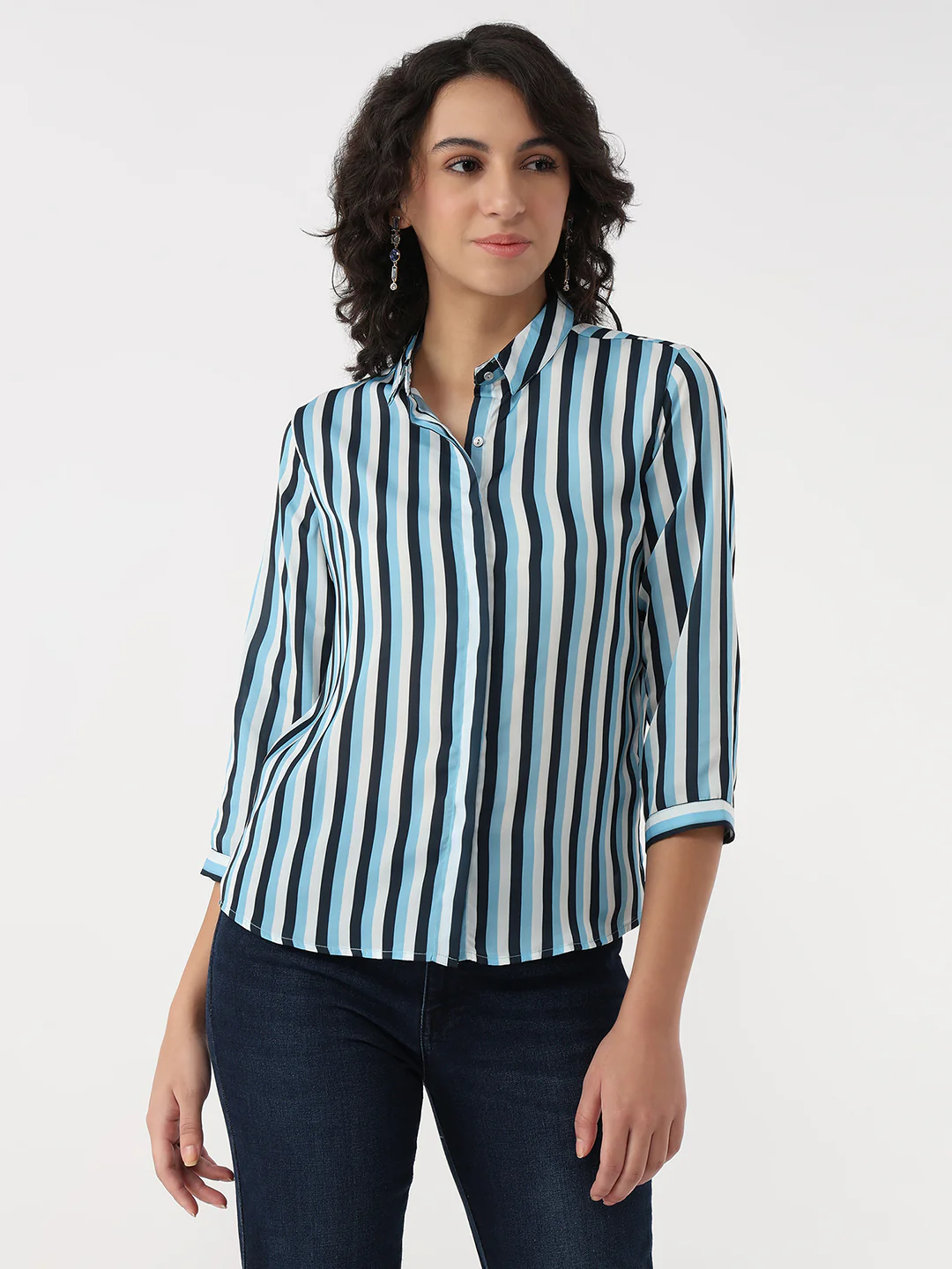 Women Sky/Navy Stripe Shirt - Image 2