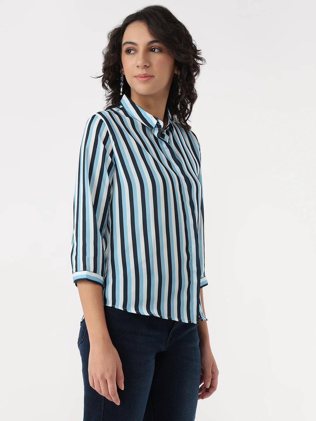 Women Sky/Navy Stripe Shirt - Image 4