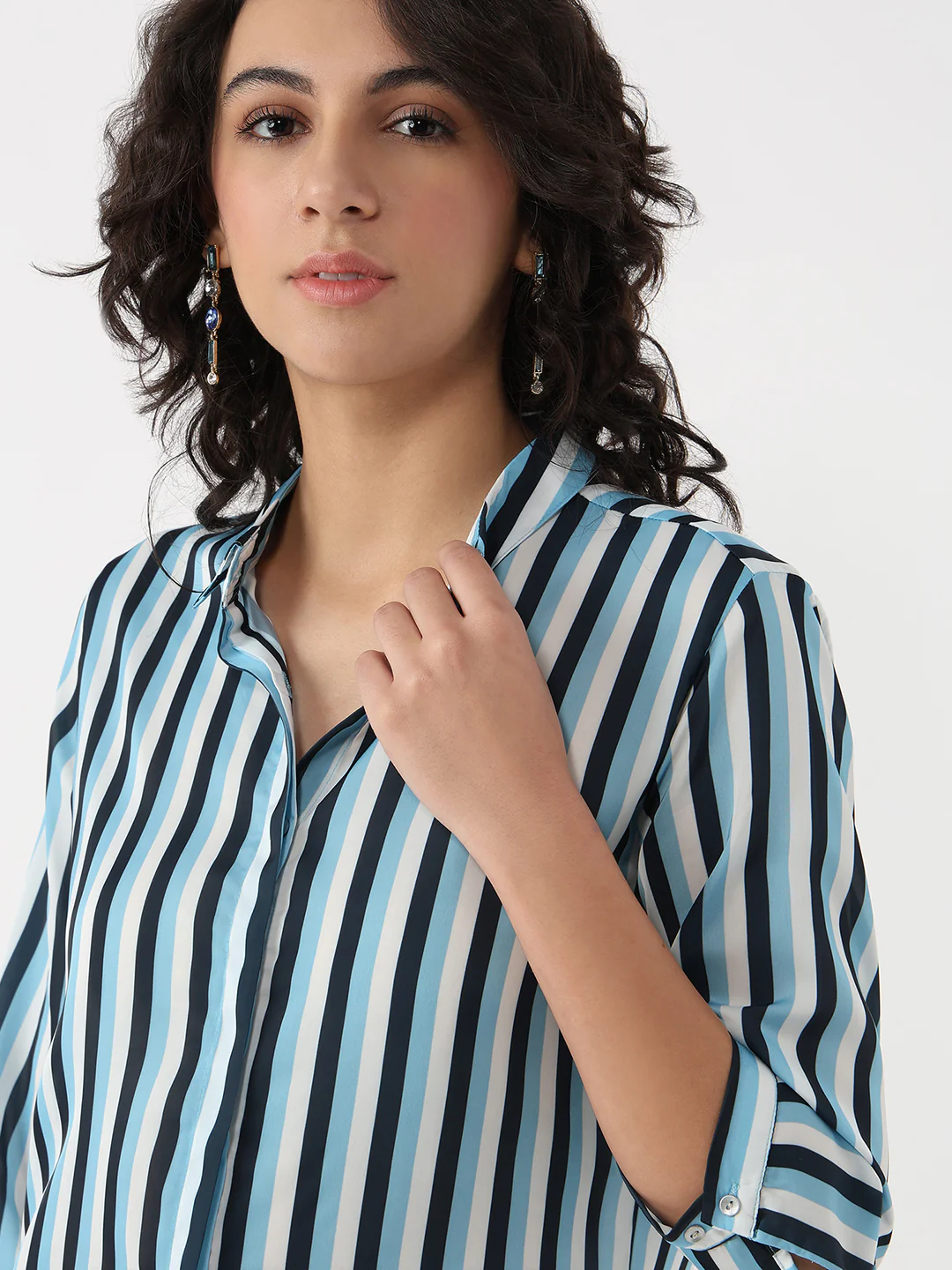 Women Sky/Navy Stripe Shirt - Image 5