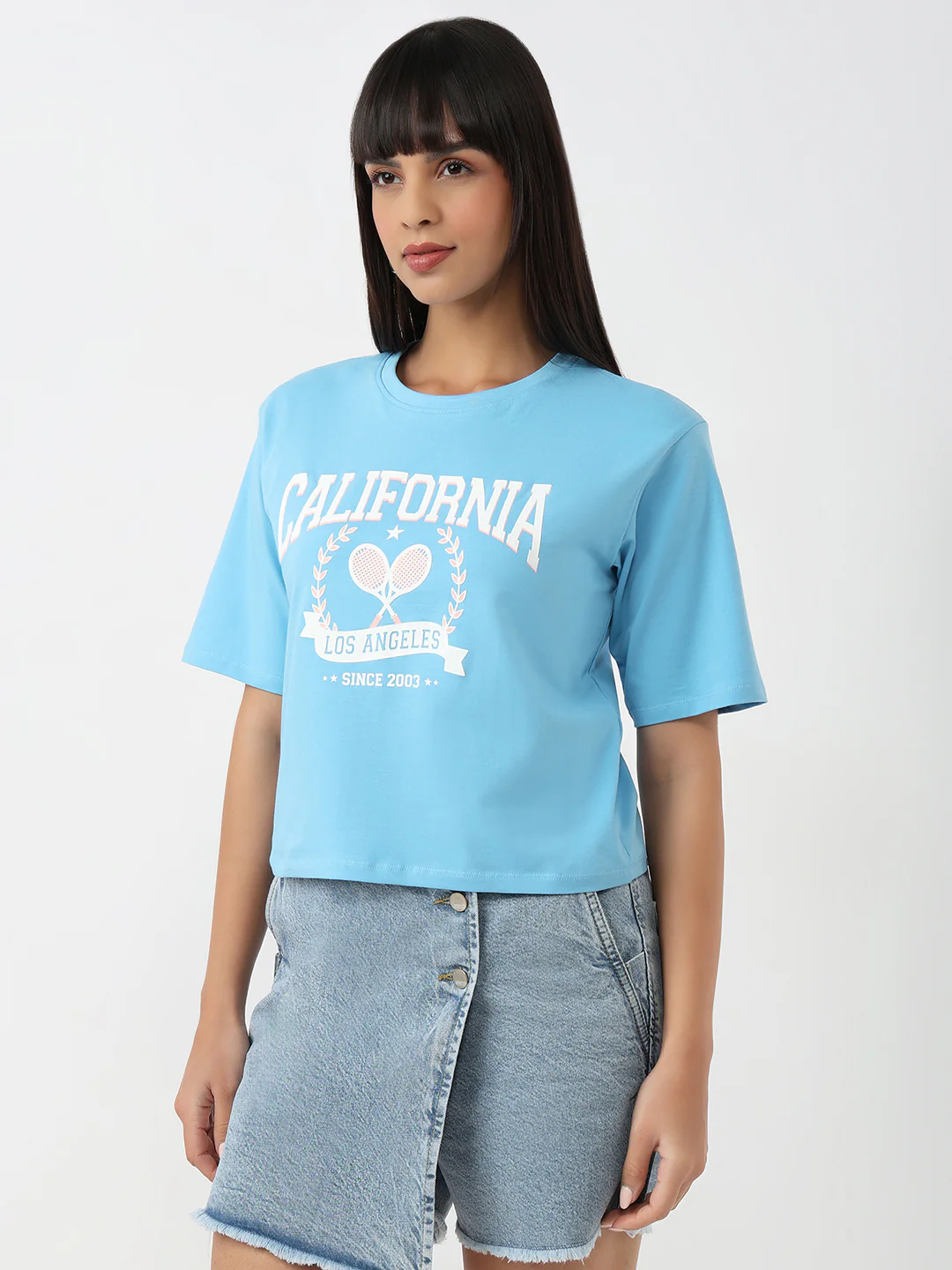Women Sky Slim Crop Graphic T-Shirt - Image 4