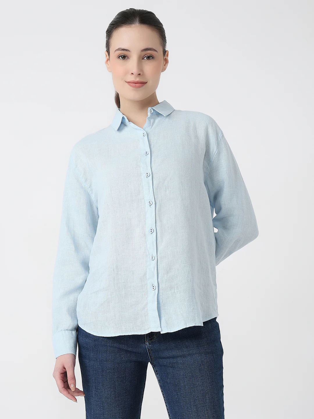 Women Sky Slim Fit Oversized Shirt - Image 2