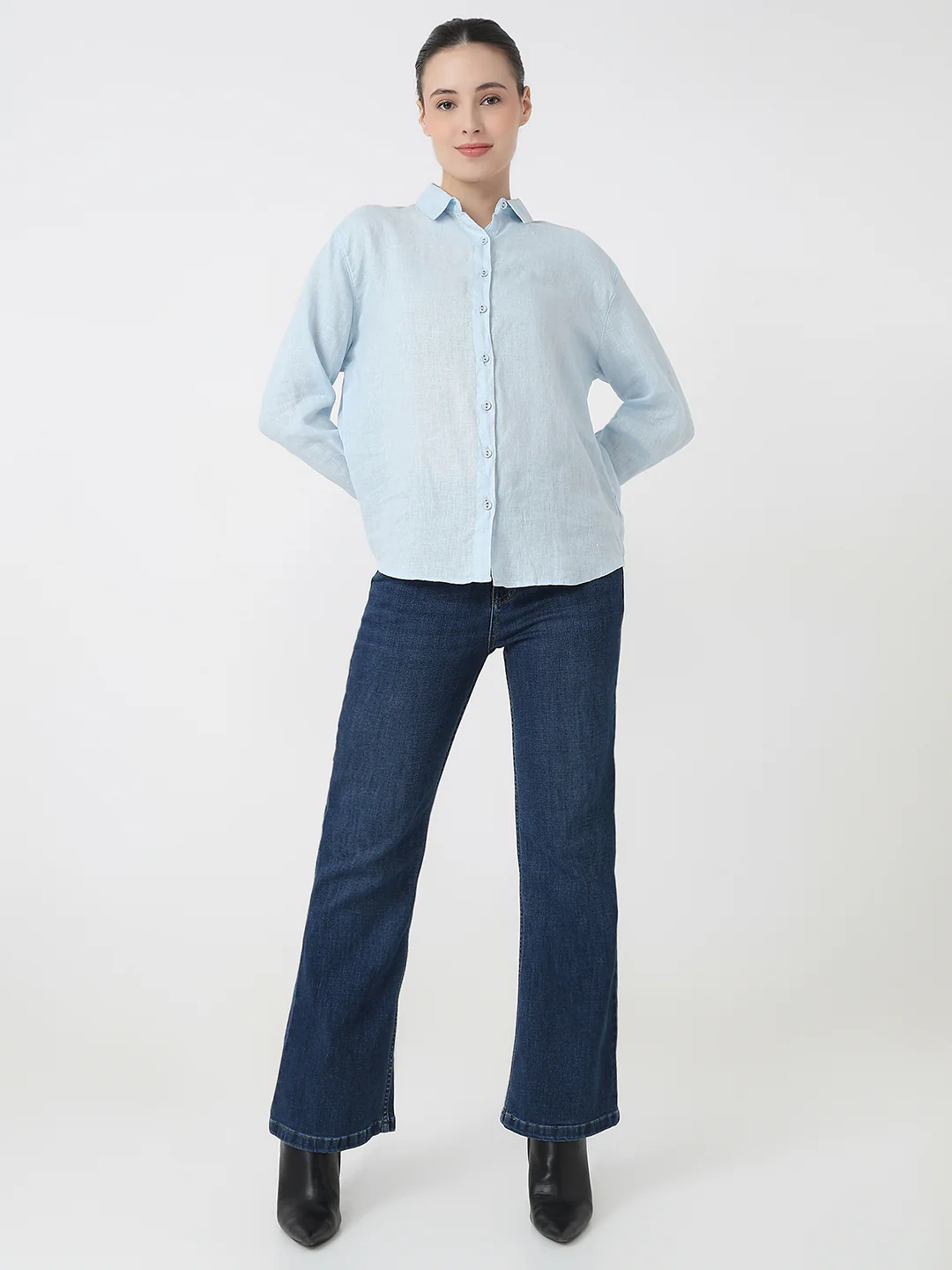 Women Sky Slim Fit Oversized Shirt - Image 4