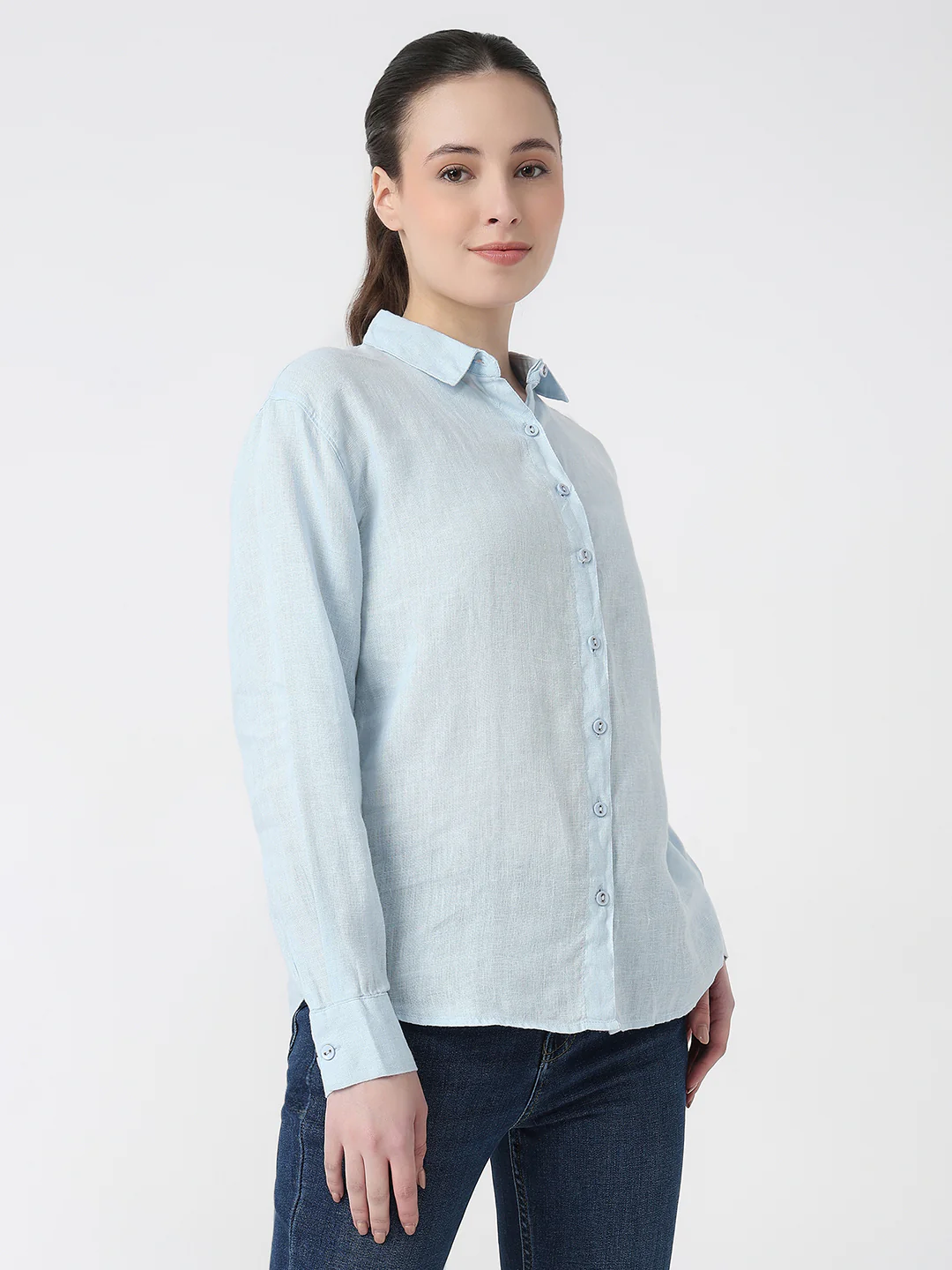 Women Sky Slim Fit Oversized Shirt - Image 5