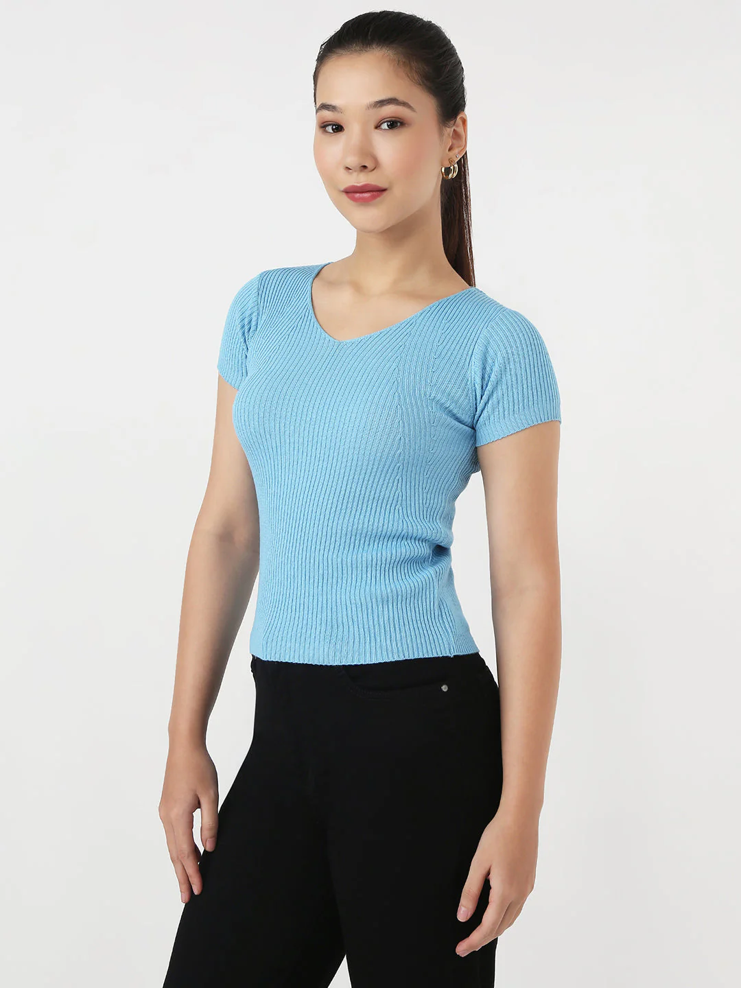 Women Sky Slim Flat Knit Top - Image 4