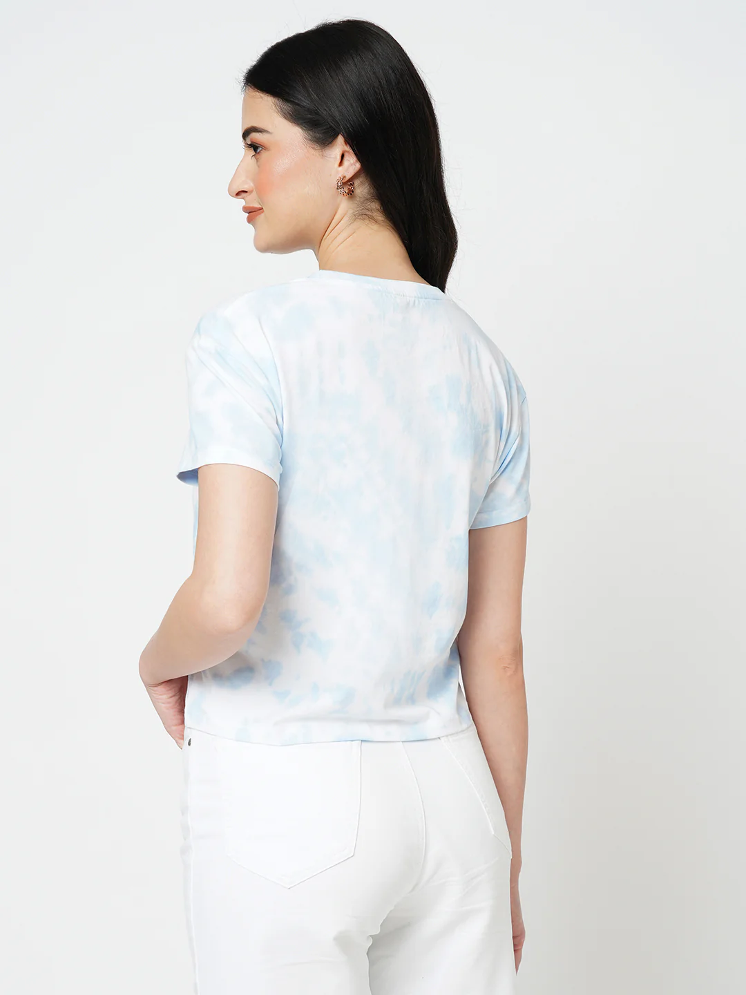 Women Sky Tie Dye Crop Tees - Image 3