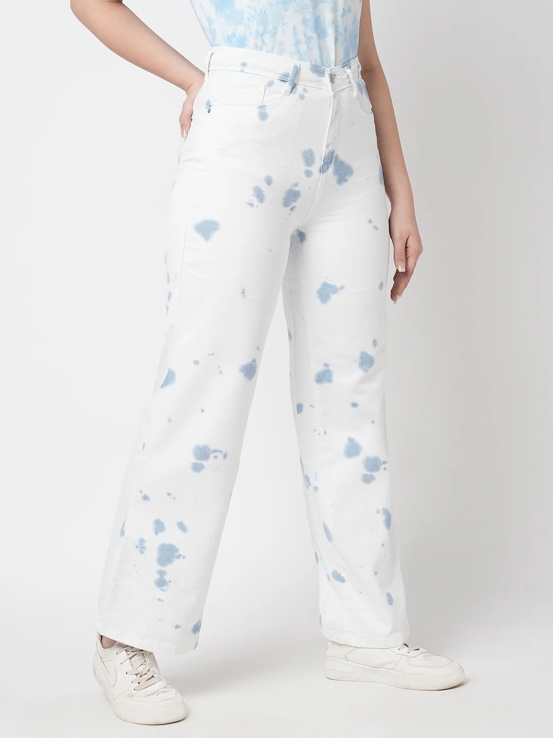 Women Sky Tie/Dye Wide Leg Jeans - Image 6