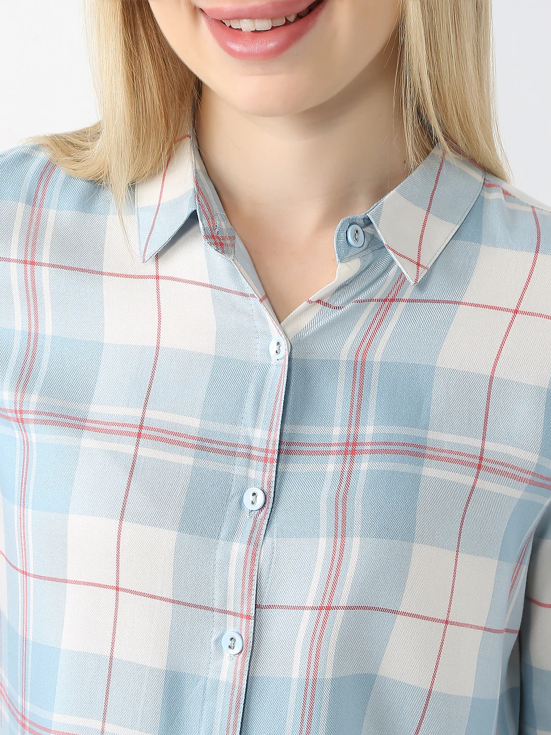 Women Sky/White Checks Shirt - Image 5