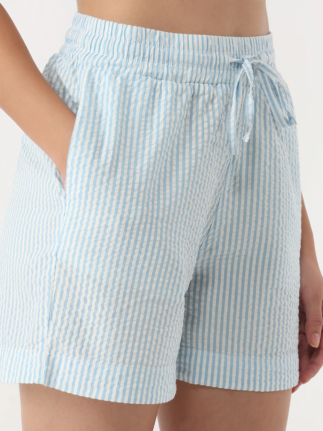 Women Sky/White Mid-Rise Shorts - Image 4