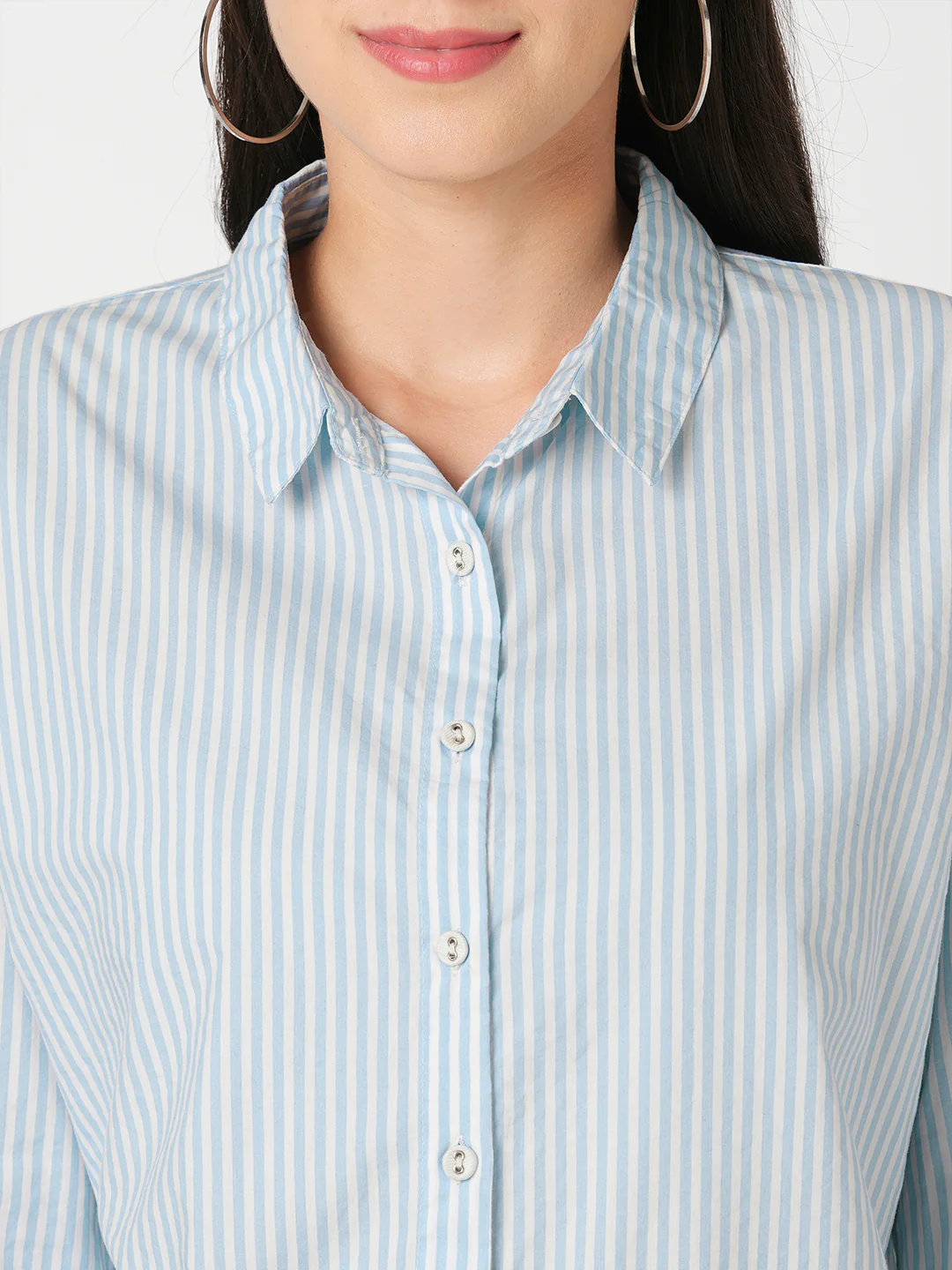 Women Sky/White Oversized Shirt - Image 4