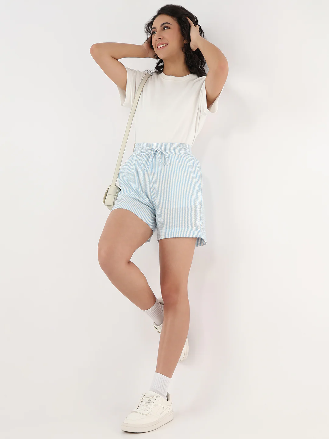 Women Sky White Shorts