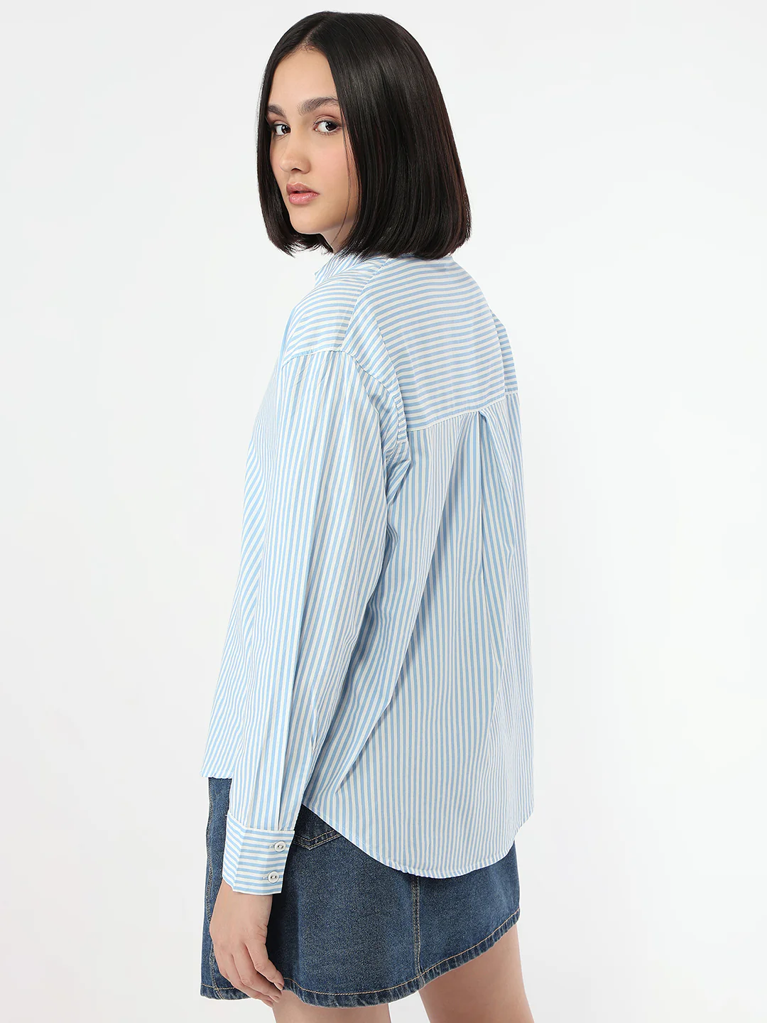 Women Sky/White Stripe Shirt - Image 3
